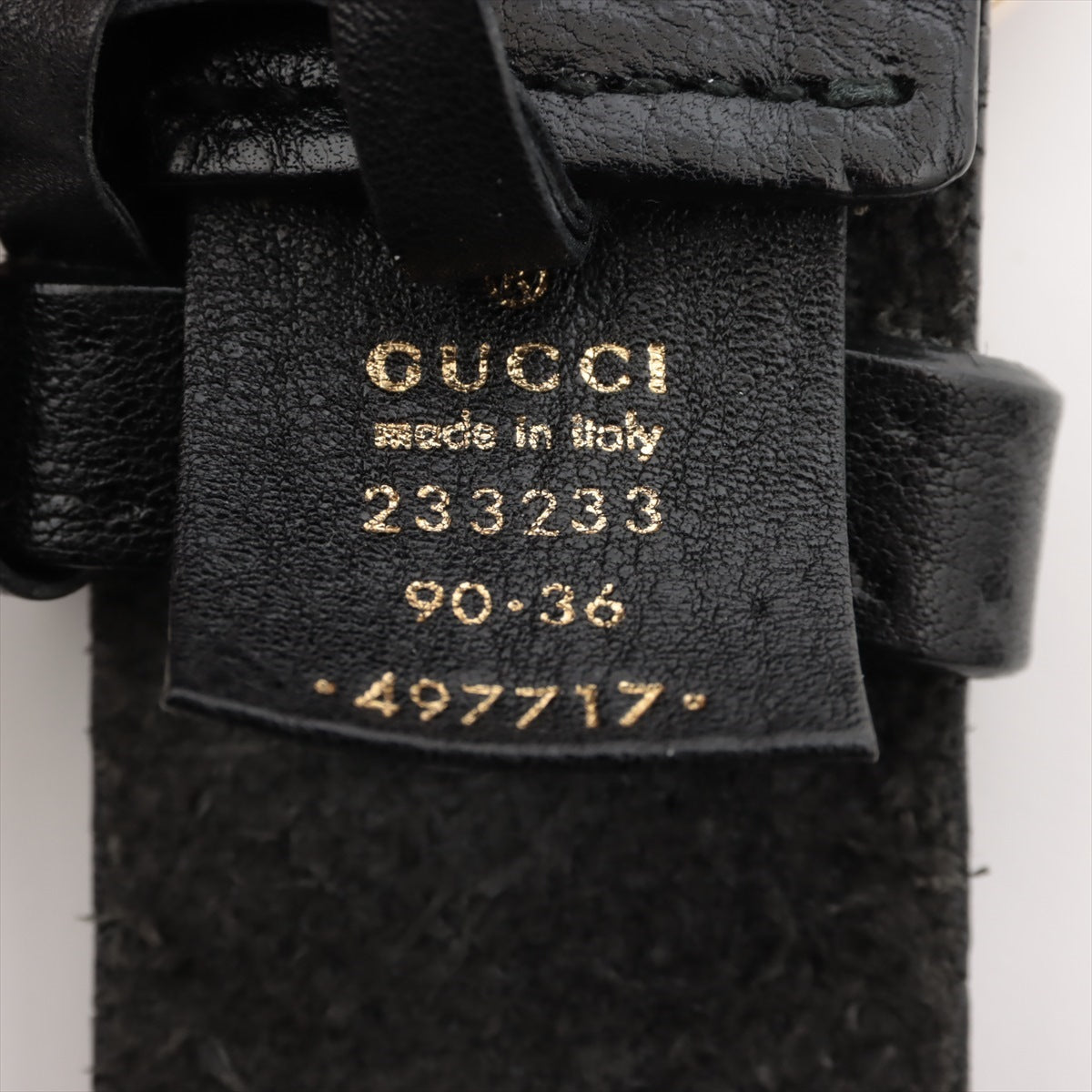 Gucci 497717 G Logo Belt 90 Leather Black