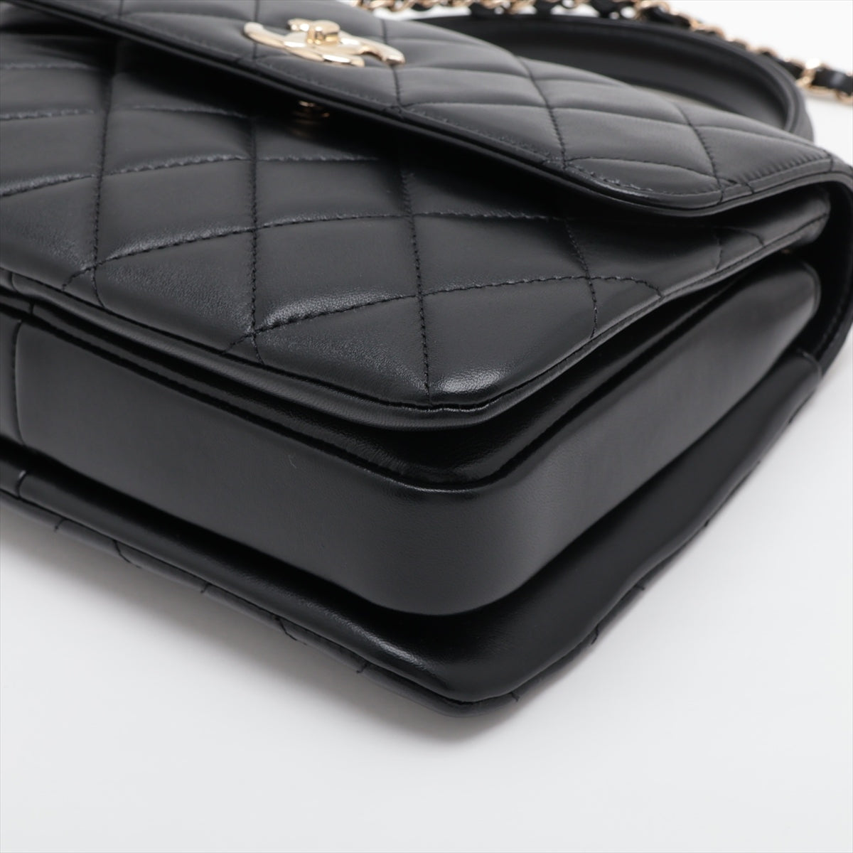 Chanel Matelasse Lambskin 2 Way Shoulder Bag Black Gold Metal Fittings