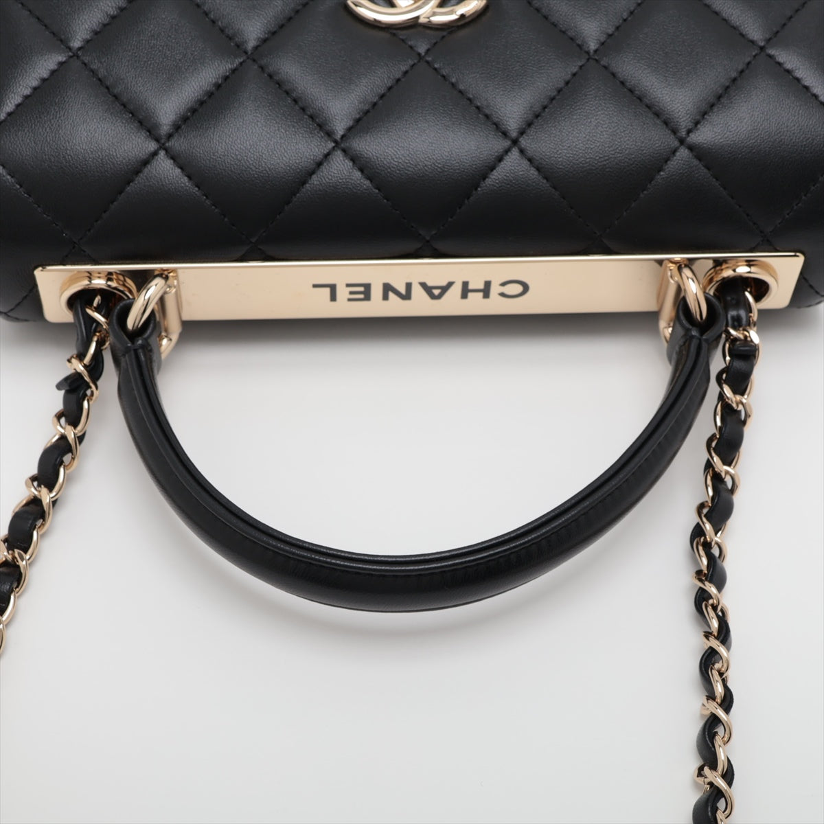 Chanel Matelasse Lambskin 2 Way Shoulder Bag Black Gold Metal Fittings