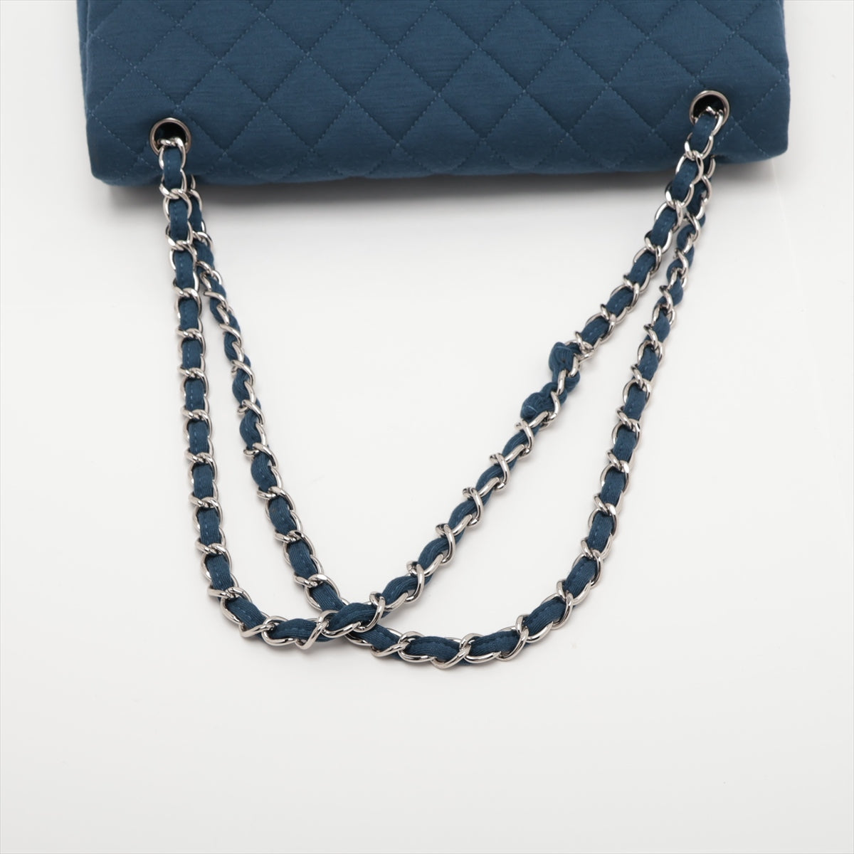 Chanel DEKAMATRASSE 30 Large Cotton Single Flap Double Chain Bag Blue Silver Metal Fittings 13XXXXXX