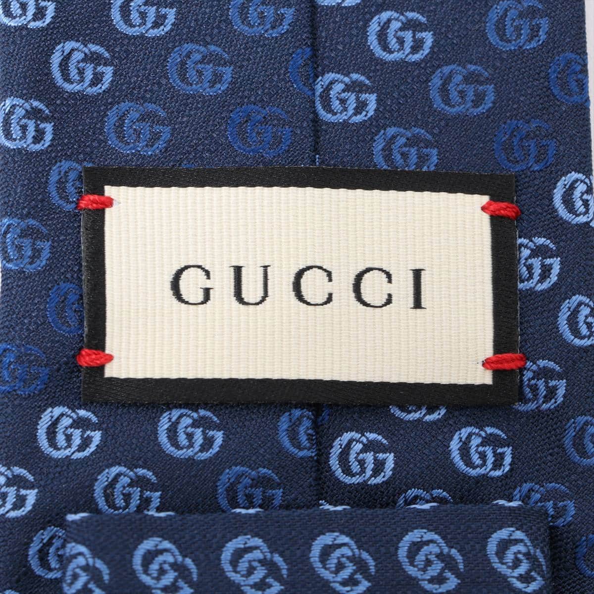 Gucci GG Logo Necktie Silk Blue