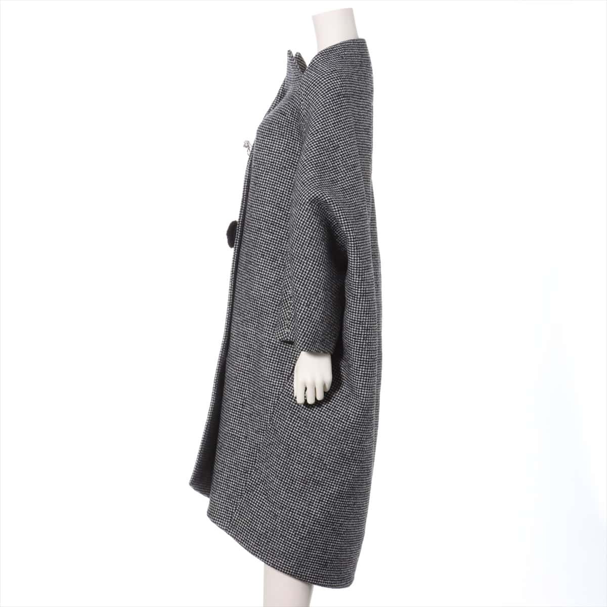 Balenciaga 15 years Wool & nylon coats 38 Ladies' Black × White  mink buttons crown motif