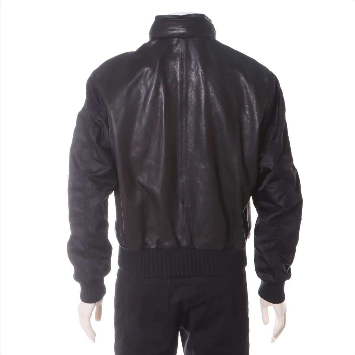 Off-White Leather Leather jacket XS Men's Black  Nylon switching Patches Can be stored in the hood
