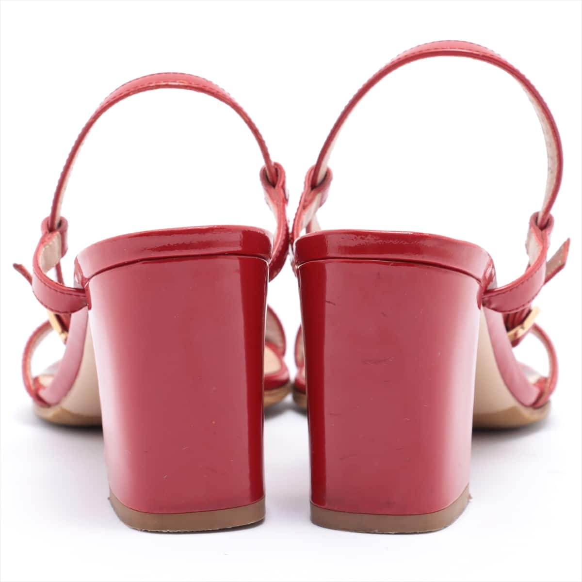 Ferragamo Patent leather Sandals 5.5 Ladies' Red Has half rubber