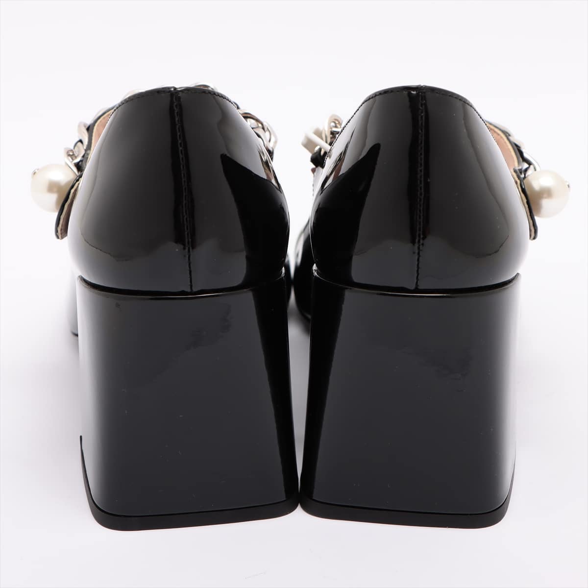 Miu Miu Patent leather Pumps 36 1/2 Ladies' Black × White Chain