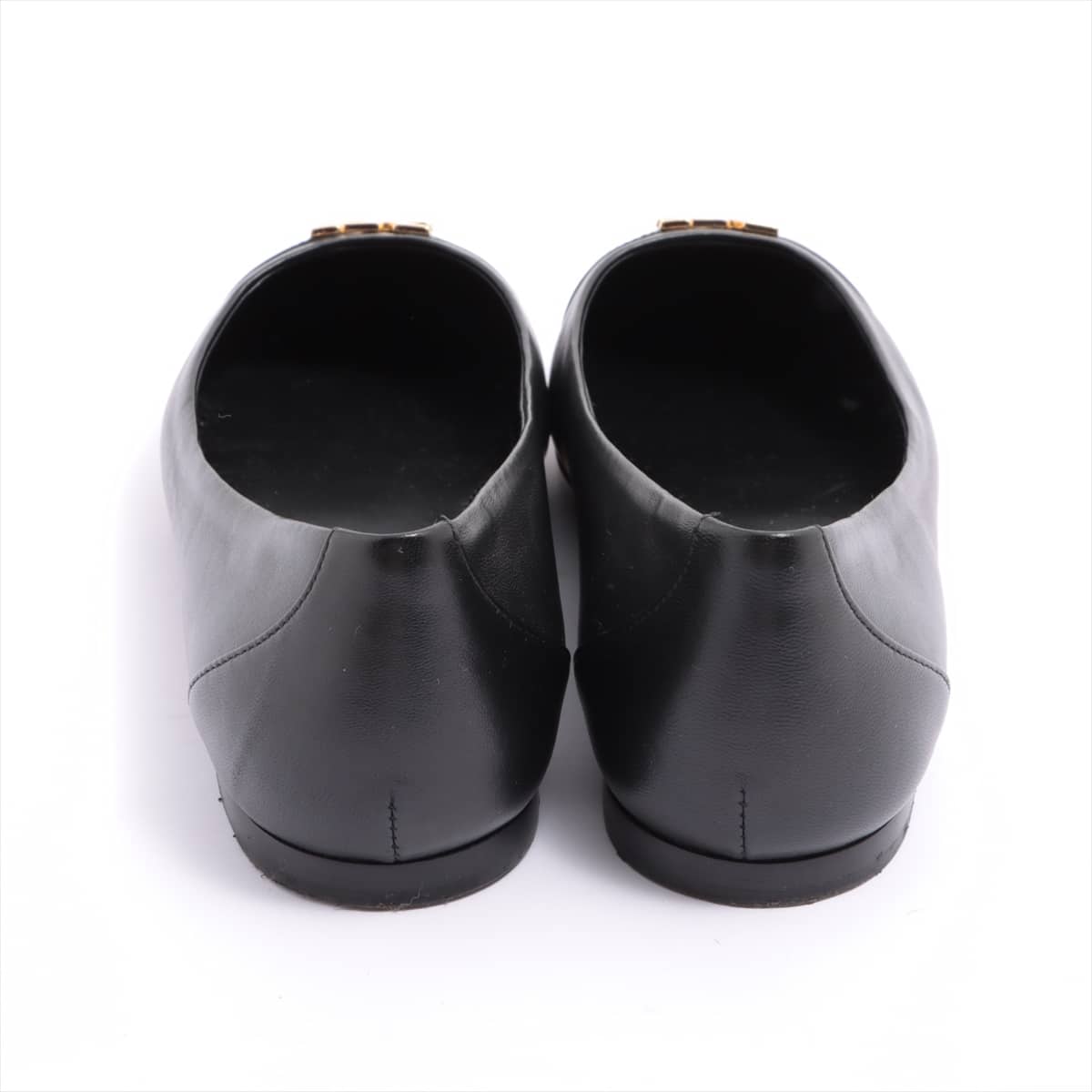 Louis Vuitton Leather & patent Flat Pumps 34 Ladies' Black Capucine Line Ballerina