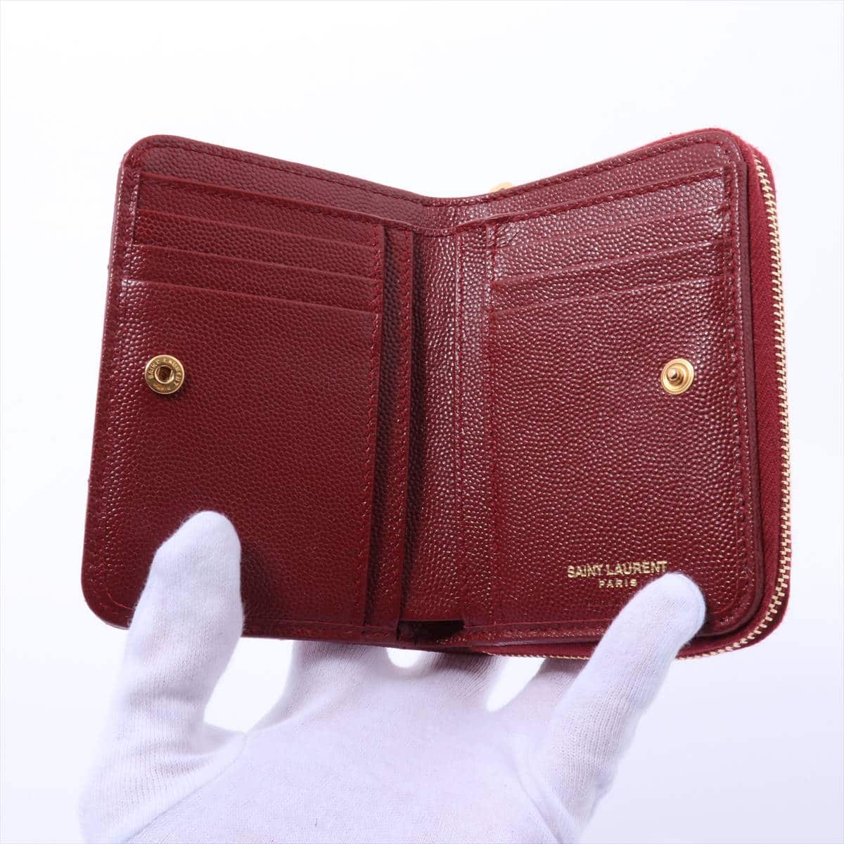 Saint Laurent Paris V Stitch GUE403723 Leather Wallet Red
