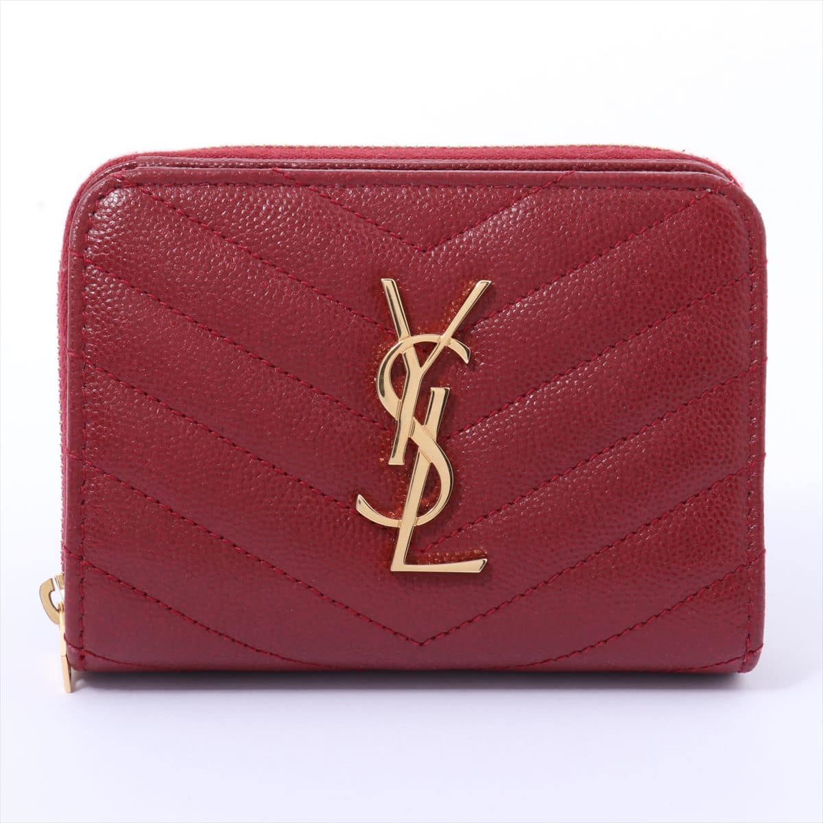 Saint Laurent Paris V Stitch GUE403723 Leather Wallet Red
