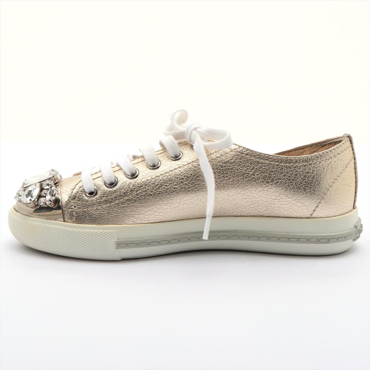Miu Miu Leather Sneakers 351/2 Ladies' Gold Bijou 5E8557