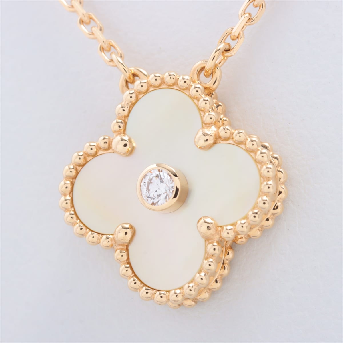 Van Cleef & Arpels Vintage Alhambra Golden shell diamond Necklace 750 YG 6.4g Limited to 2018