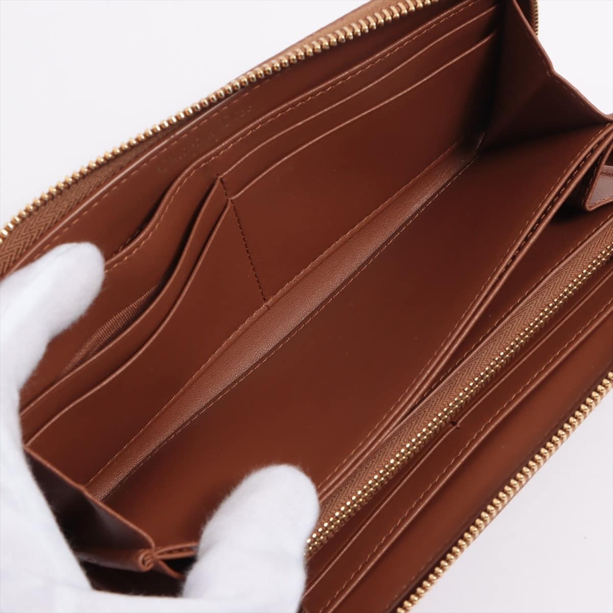 DIOR Leather Round-Zip-Wallet Brown