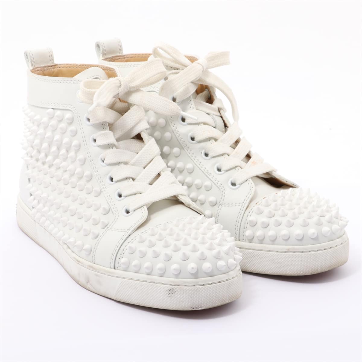 Christian Louboutin Lewis Spike Leather High-top Sneakers 35 Ladies' White