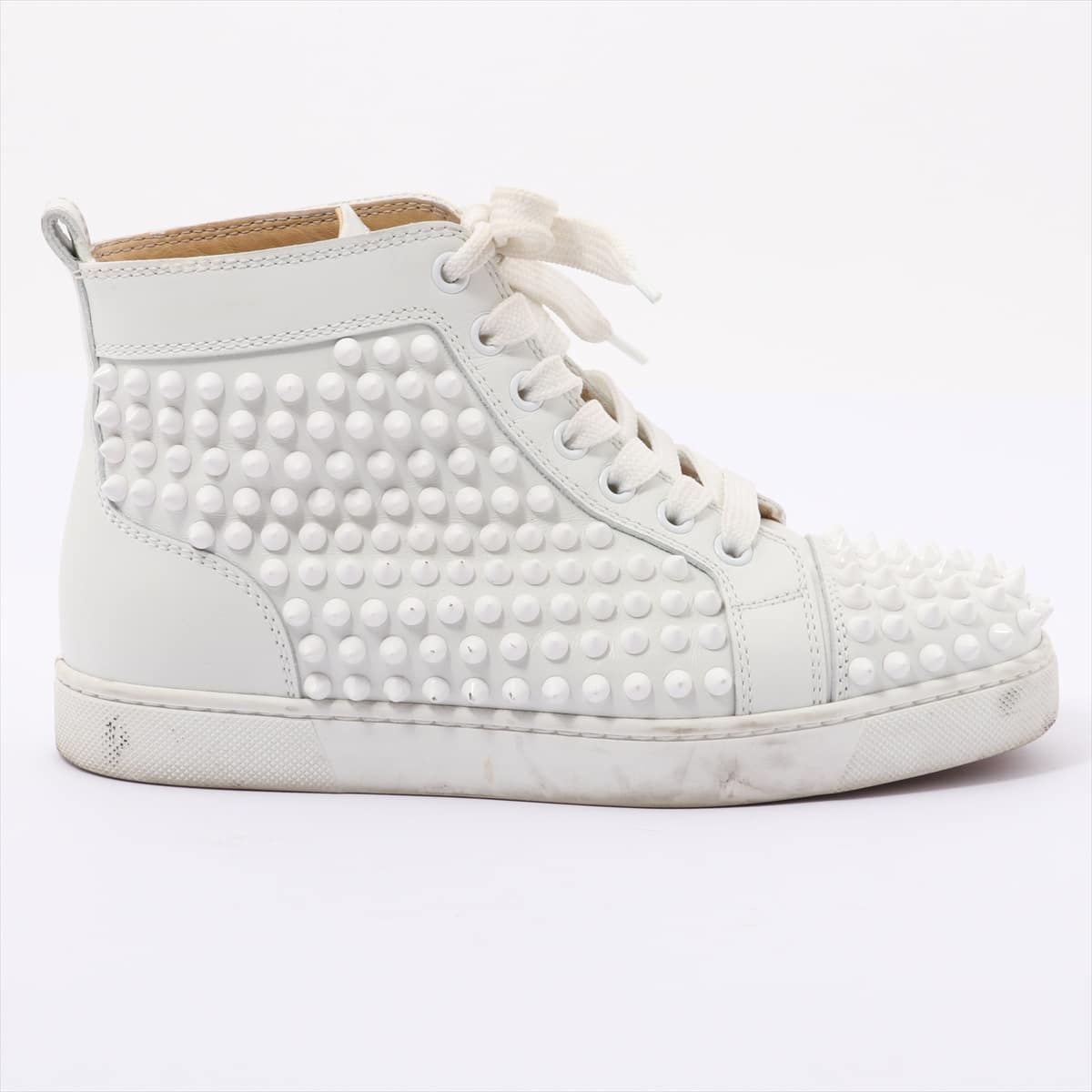Christian Louboutin Lewis Spike Leather High-top Sneakers 35 Ladies' White