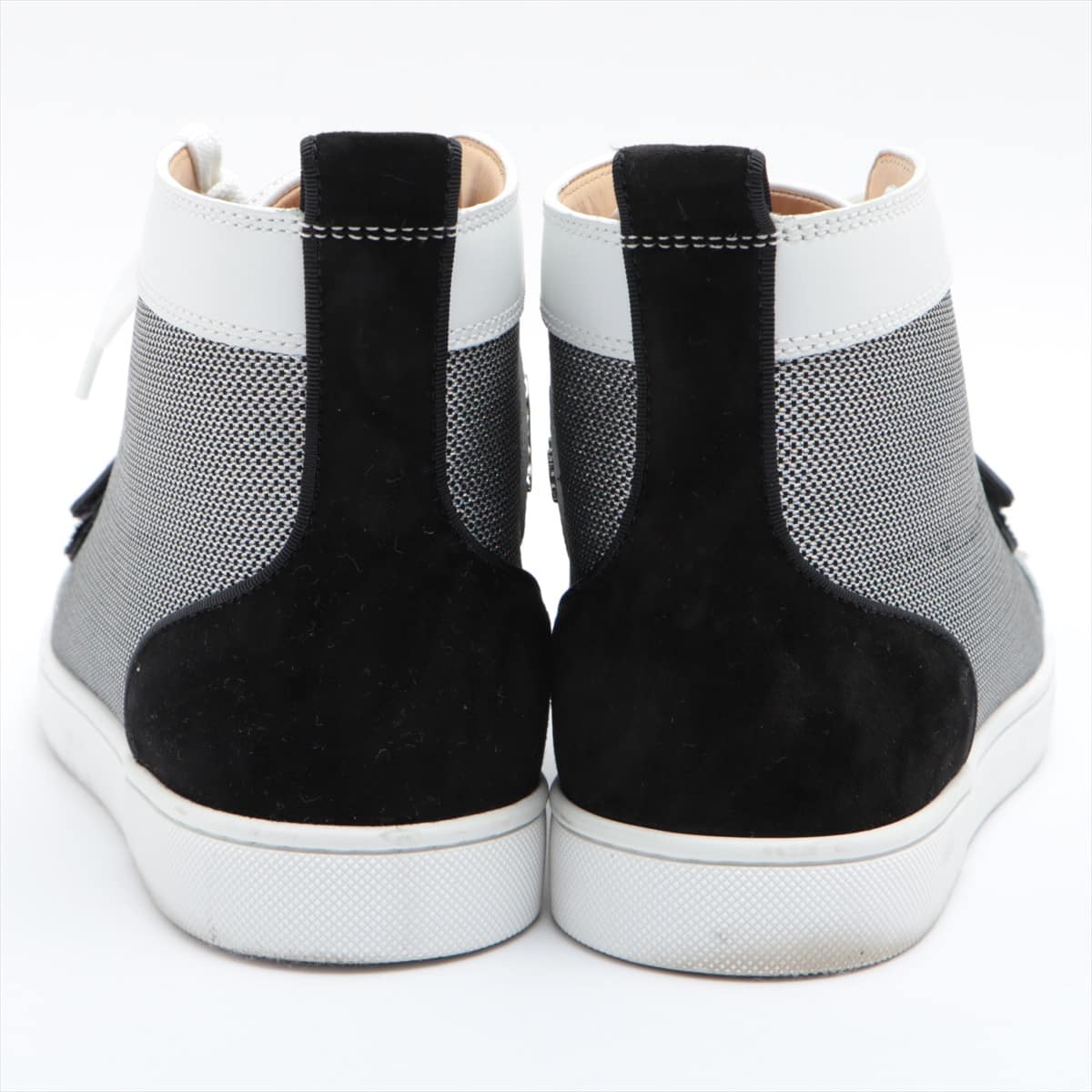 Christian Louboutin Lewis Spike Canvas & leather High-top Sneakers 42 Men's Black × White Spike Studs