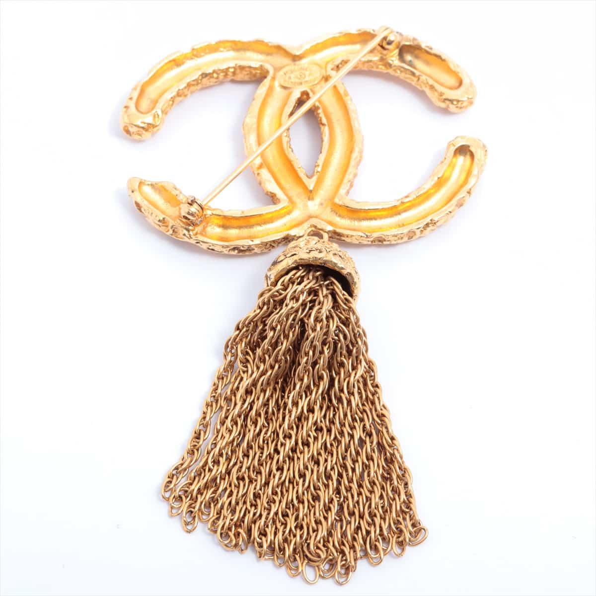 Chanel Coco Mark 93A Brooch GP Gold tassels Arabesque pattern