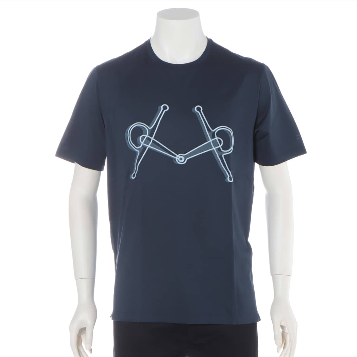 Hermès Cotton T-shirt L Men's Navy blue  Plus mall embroidery