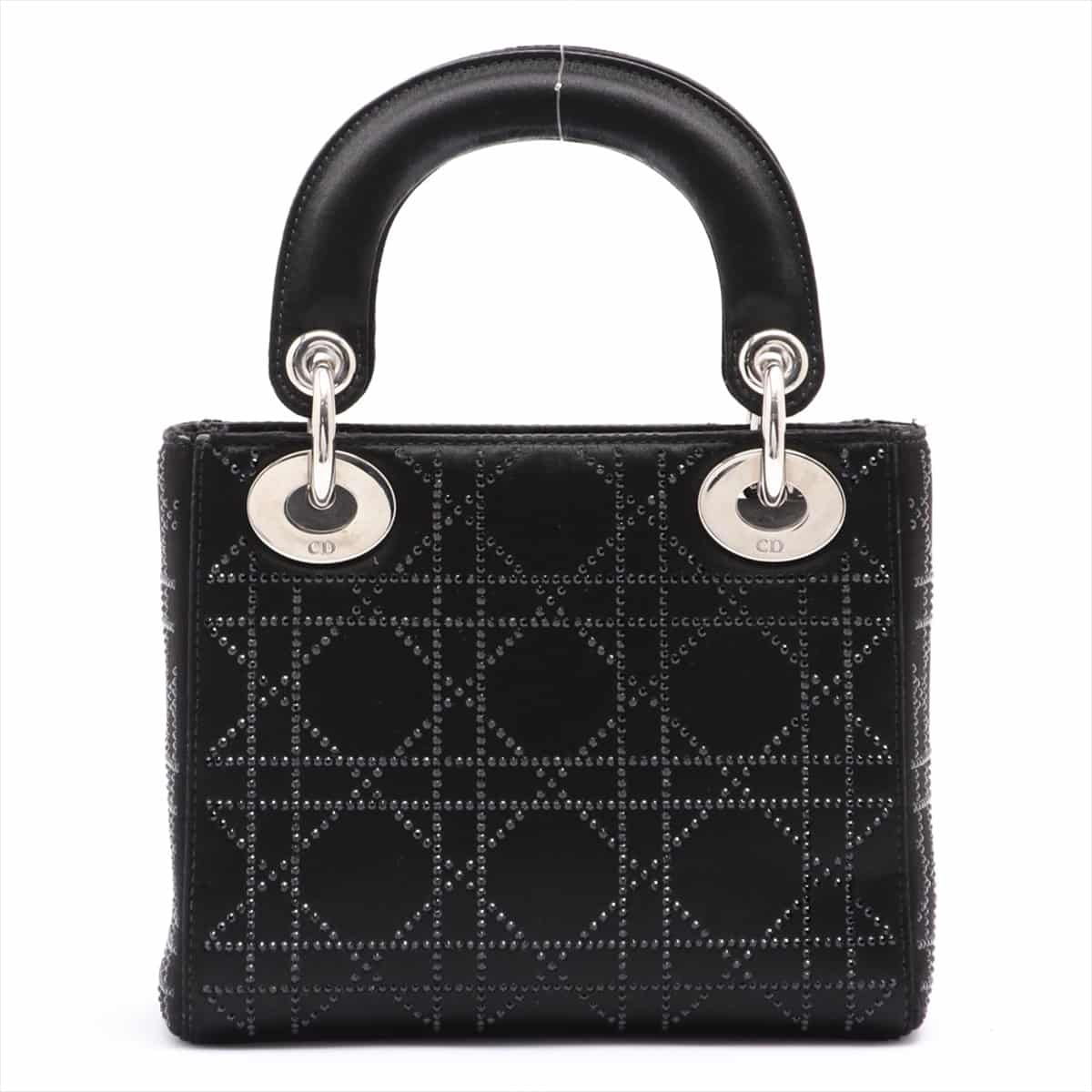 Christian Dior Lady Dior Mini Cannage Satin 2way shoulder bag Black Rhinestone
