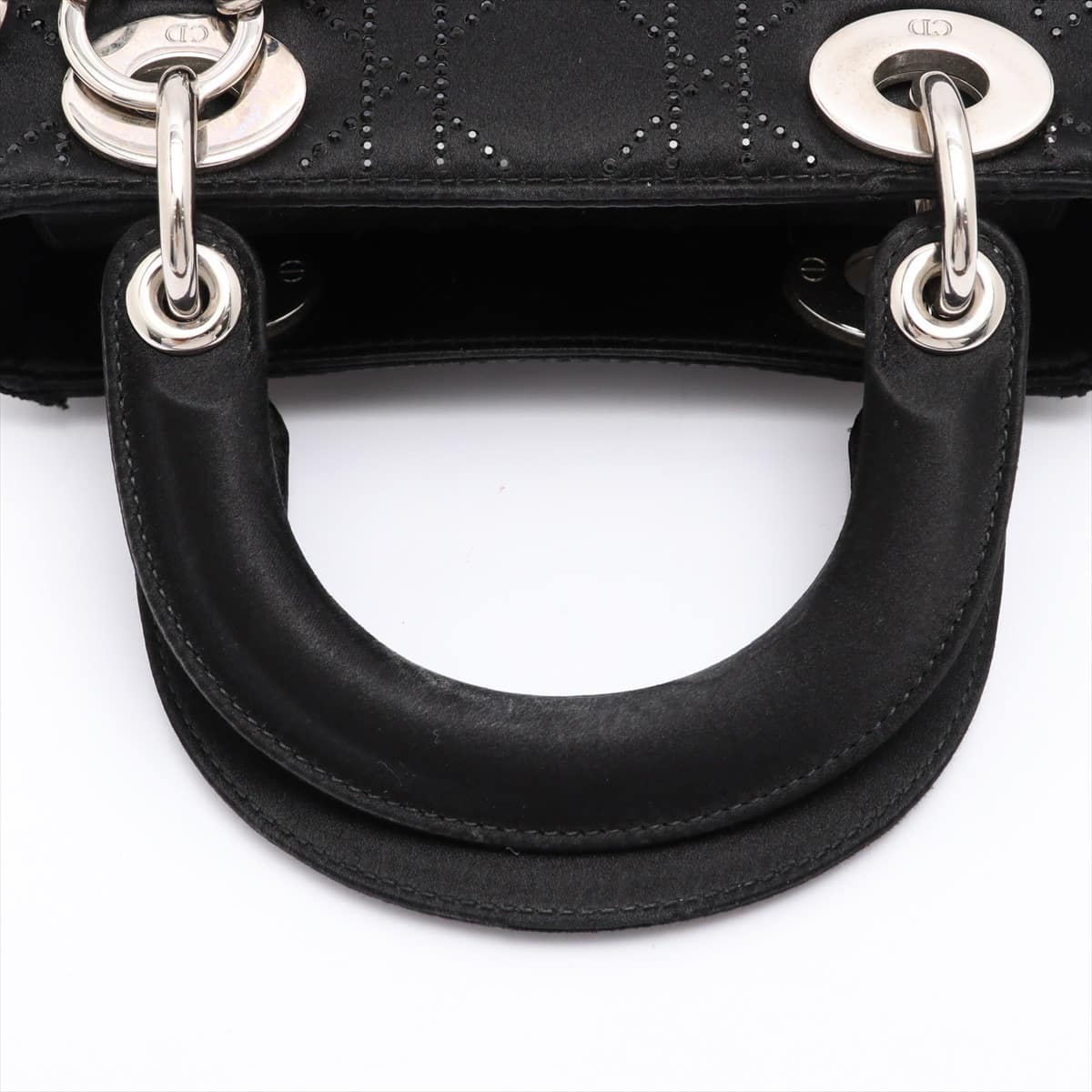 Christian Dior Lady Dior Mini Cannage Satin 2way shoulder bag Black Rhinestone