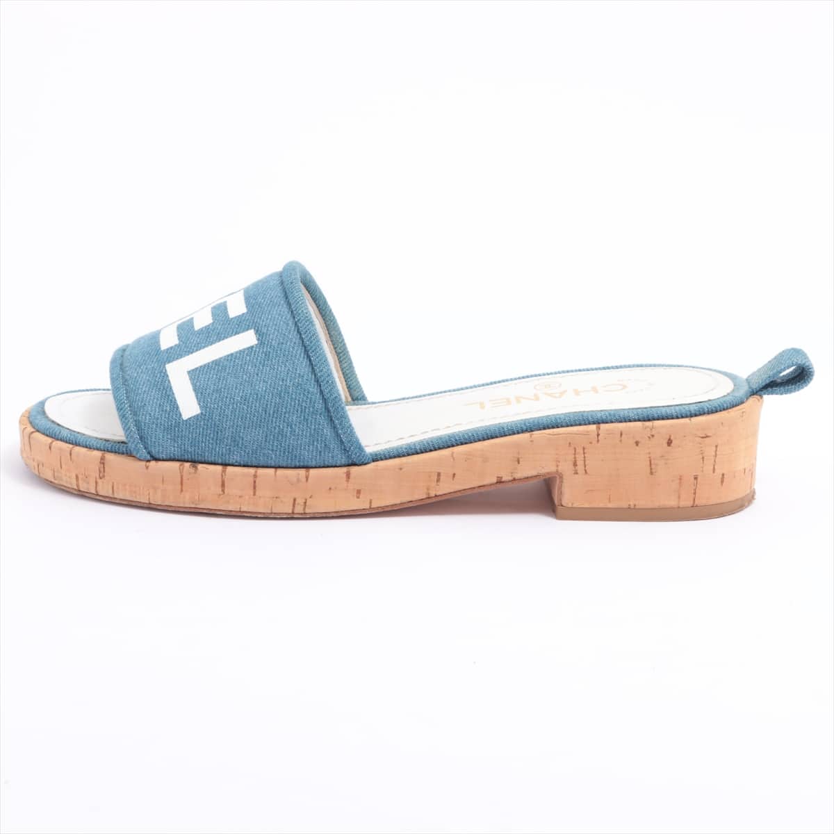 Chanel Denim Sandals 38 Ladies' Blue slides Logo