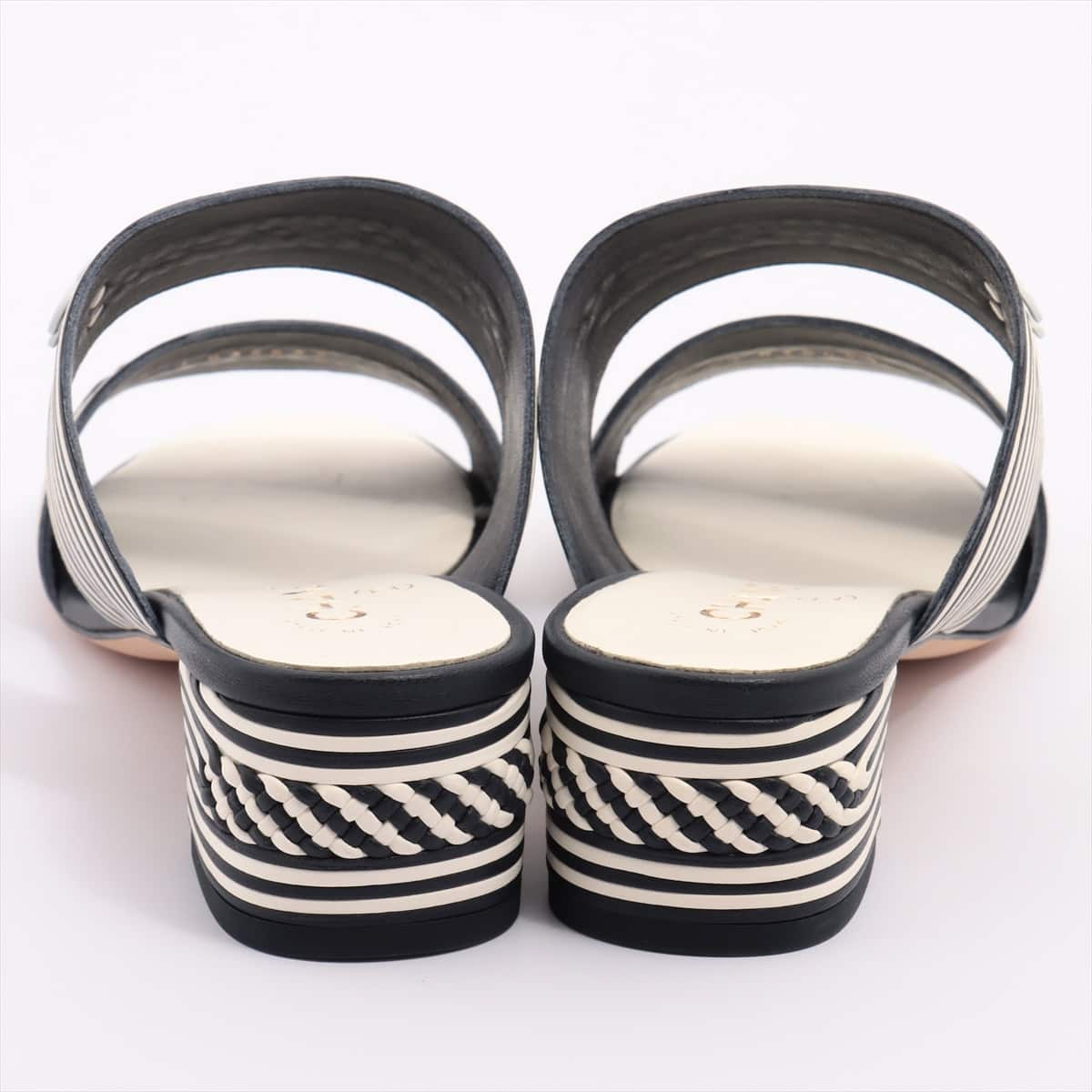 Chanel Coco Mark Leather Sandals 36.5 Ladies' White x navy