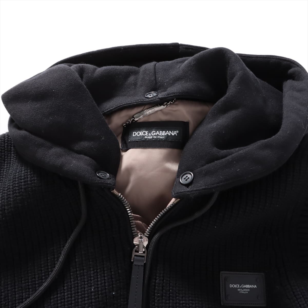 Dolce & Gabbana Wool & nylon Military jacket 46 Men's Black x khaki