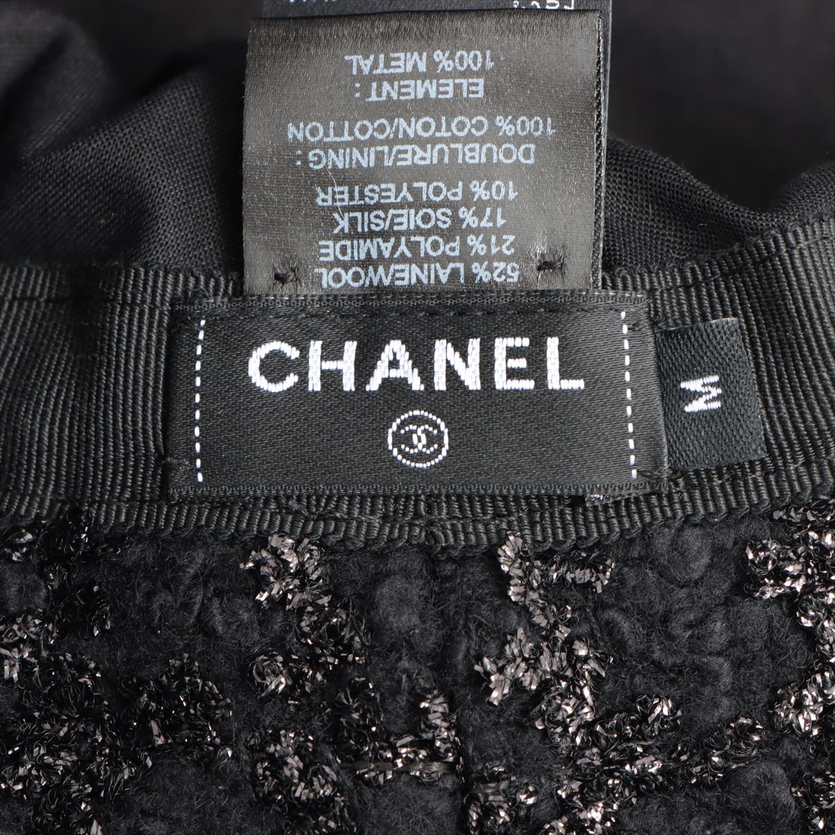 Chanel Coco Mark 22K Hat M Wool x polyamide x silk Black  Glitter