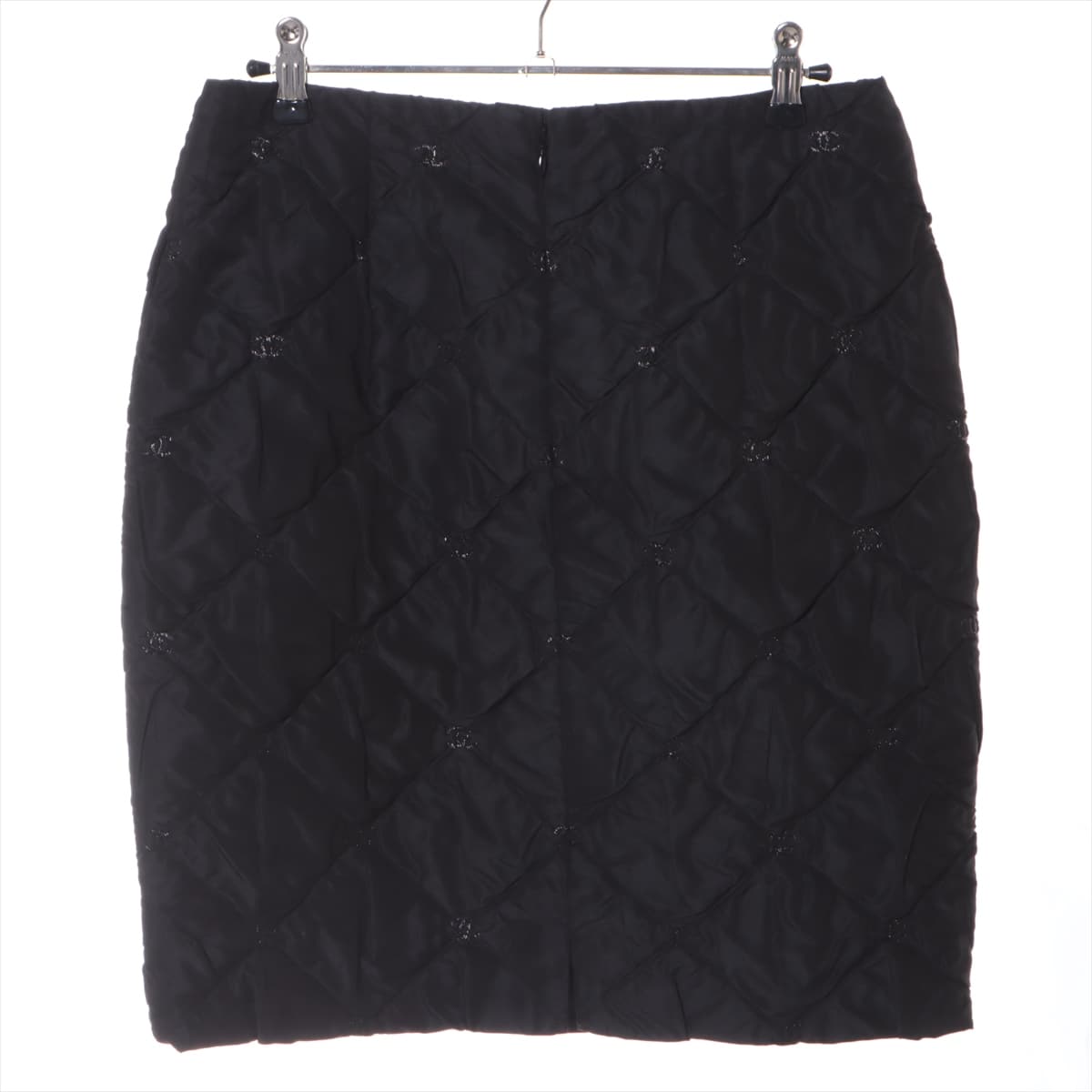 Chanel Coco Mark P71 Polyester & nylon Skirt 38 Ladies' Black  quilting