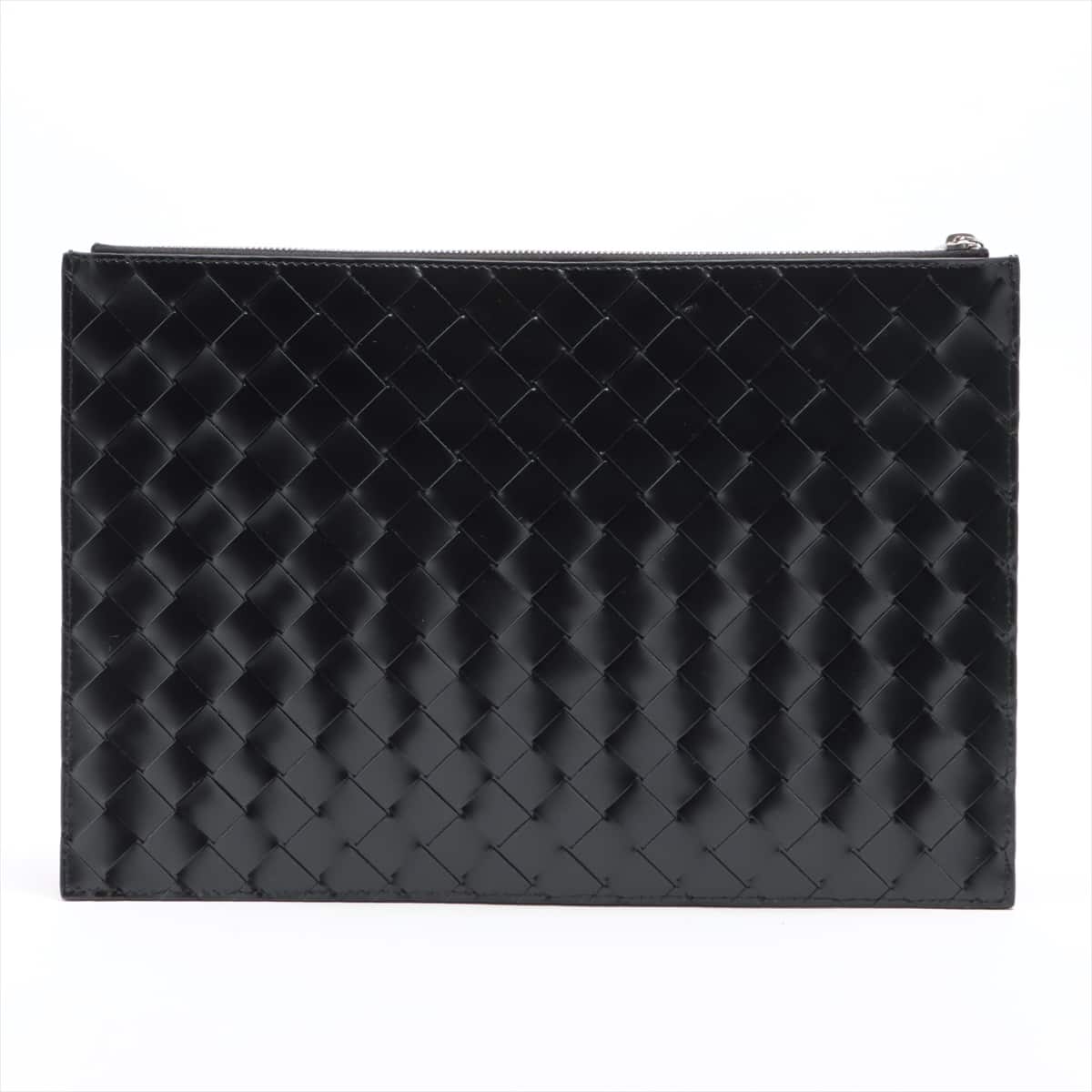 Bottega Veneta maxi intrecciato Leather Clutch bag Black