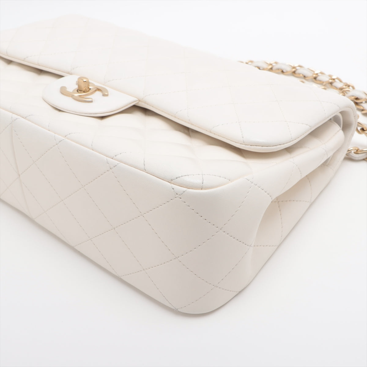 Chanel DEKAMATRASSE 30 Large Lambskin Double Flap Double Chain Bag White Gold Metal Fittings 17XXXXXX A58600