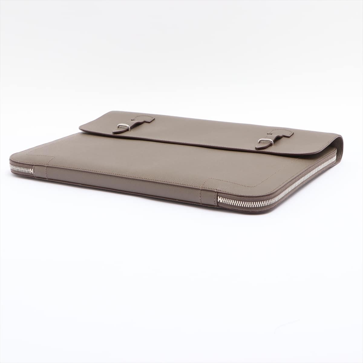Hermès Cerviette Briefcase Veau Epsom Etoupe Silver Metal fittings T:2015