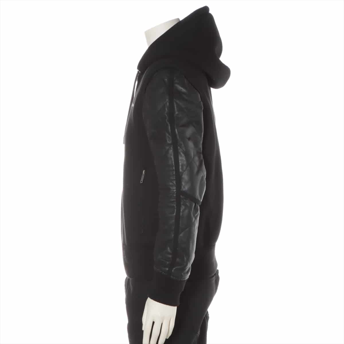 Givenchy Rayon Jacket 46 Men's Black  leather switchable hoodie