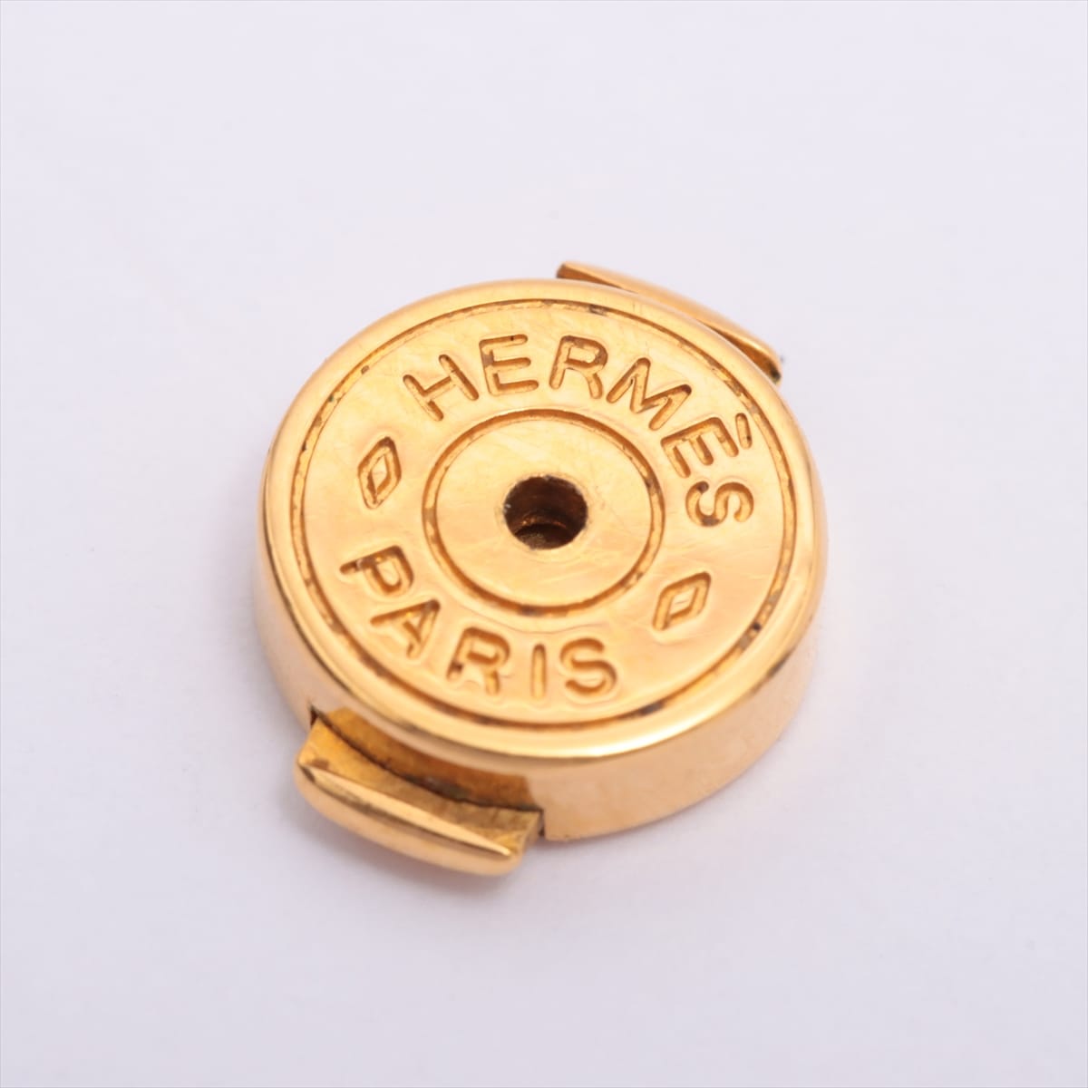 Hermès Loop Piercing jewelry (for both ears) GP & leather Gold x brown
