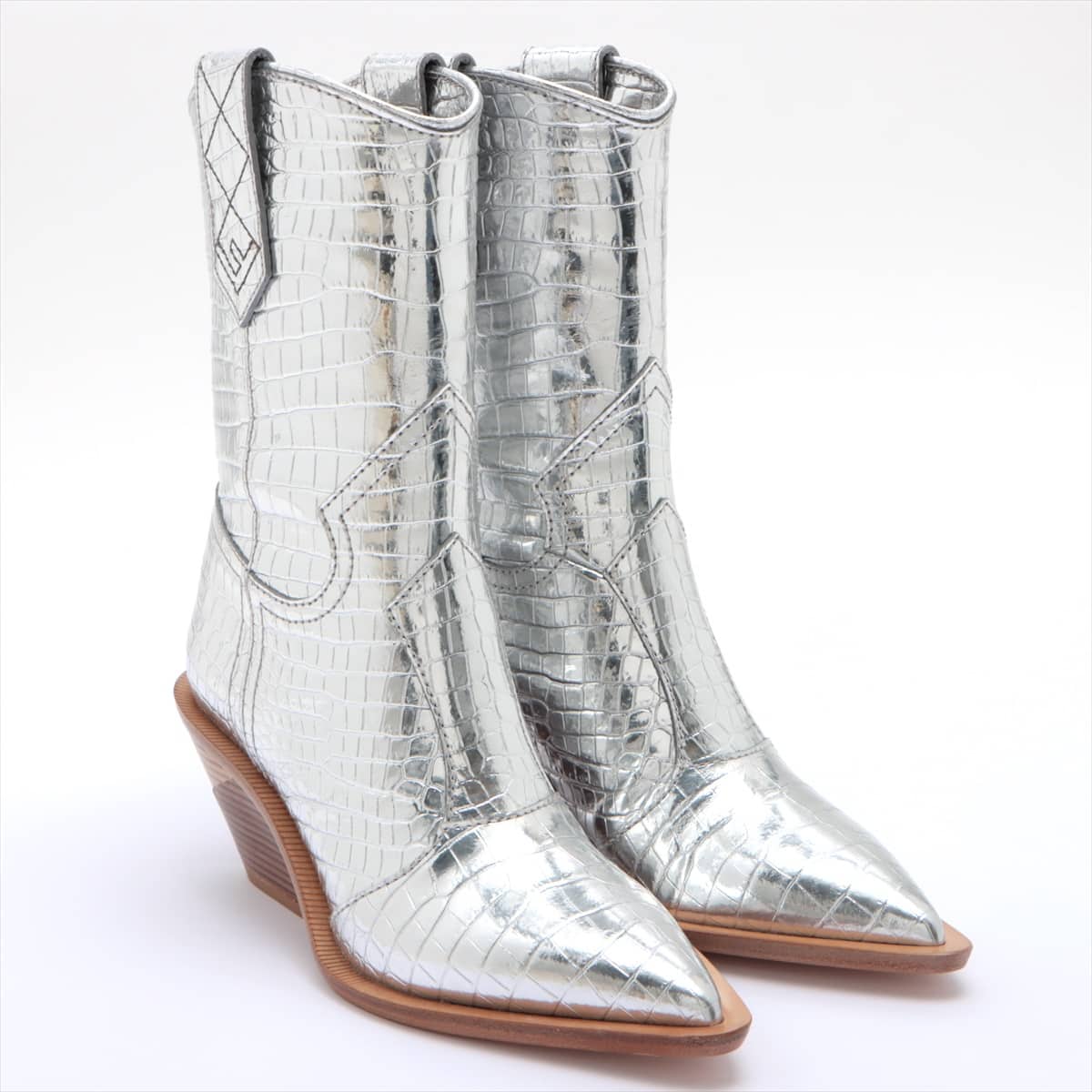 Fendi Leather Boots 36 Ladies' Silver