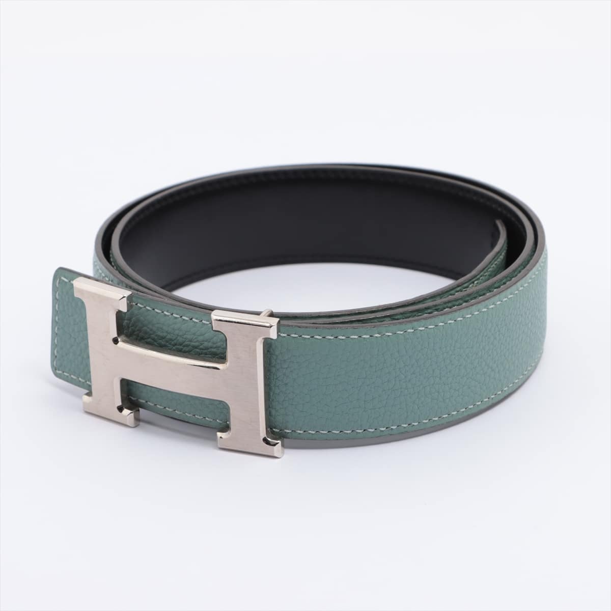 Hermès H Belt □M (2009) Belt 80 Box Calf × Togo Blue x black