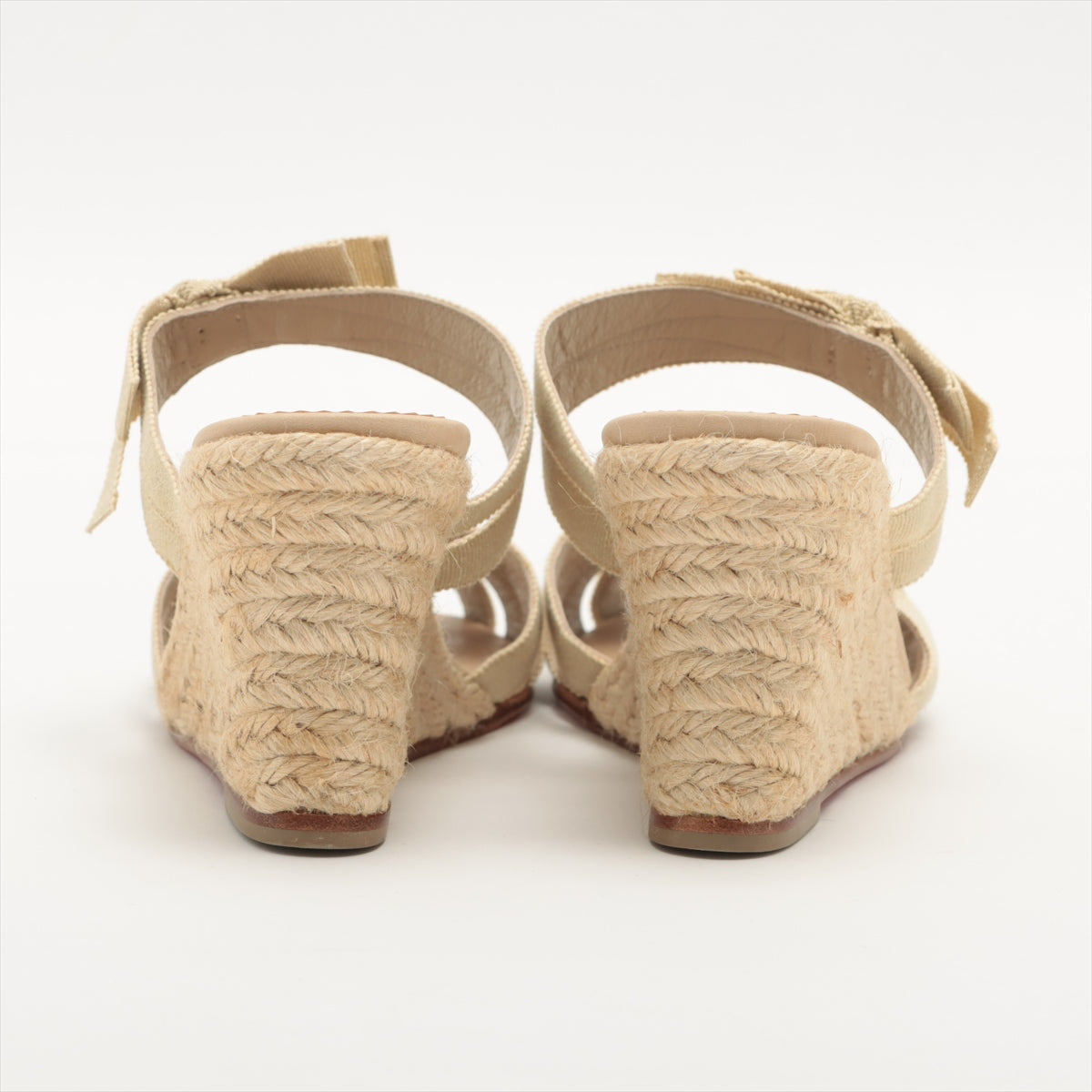 Christian Louboutin Fabric Wedge Sole Sandals 36 Ladies' Beige box There is a bag Espadrilles