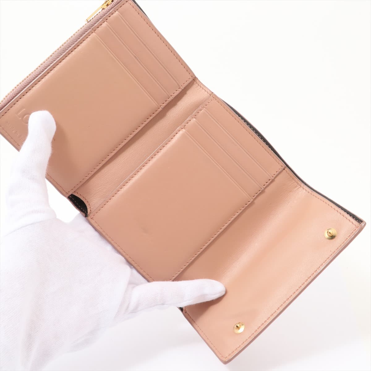 Loewe Leather Wallet Pink beige