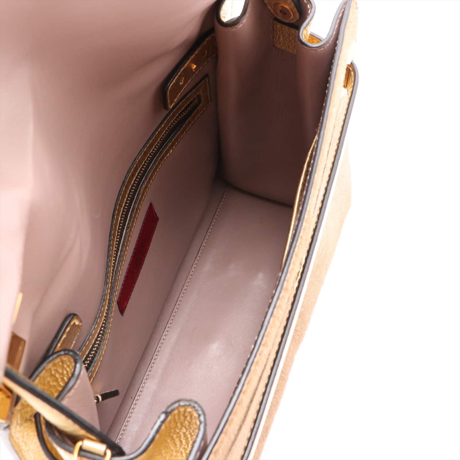 Valentino Garavani Leather & unborn calf 2way handbag Gold