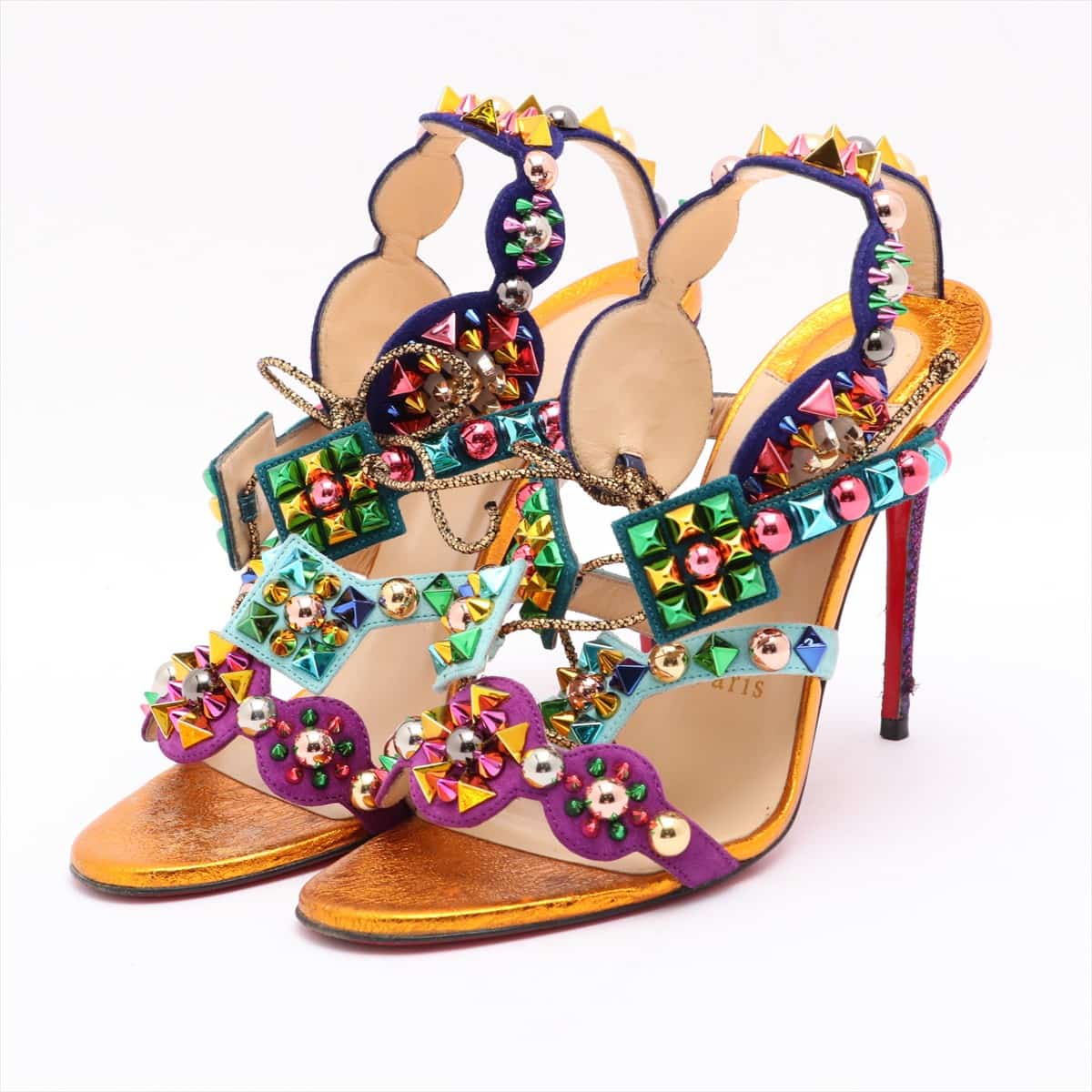 Christian Louboutin Metallic Leather Sandals 37.5 Ladies' Multicolor KALEIKITA