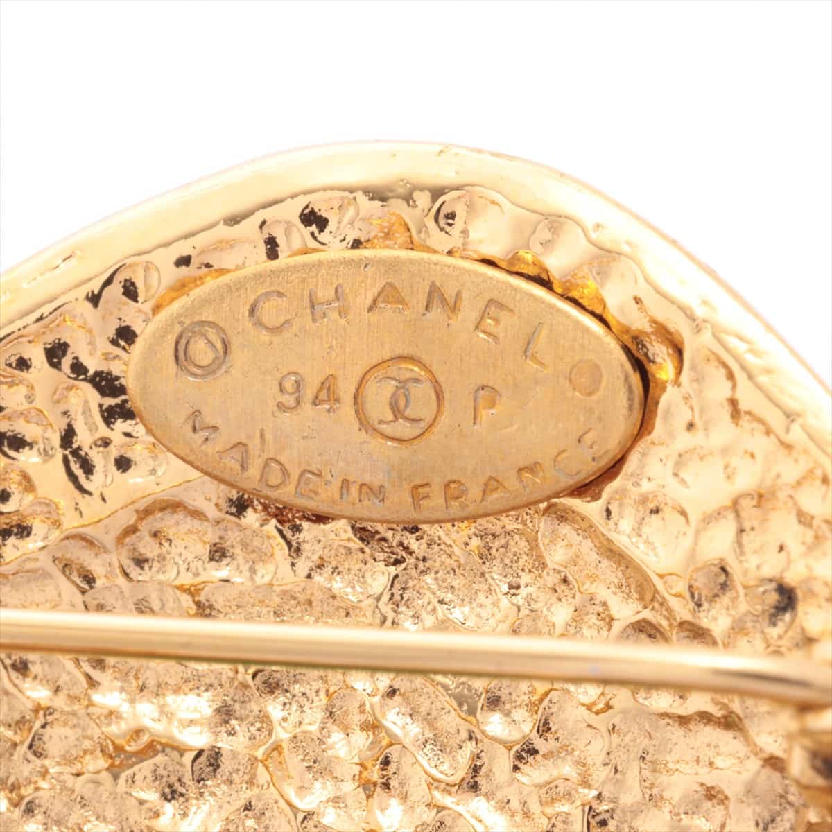 Chanel Coco Mark 94P Brooch GP Gold Color stone