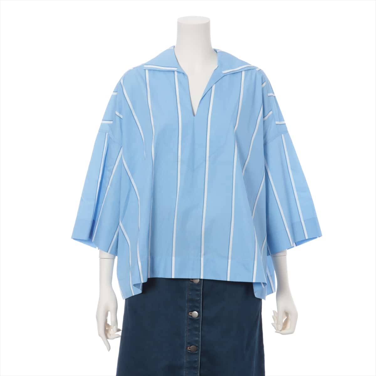 Balenciaga 17 years Cotton Shirt 36 Ladies' Blue  stripes