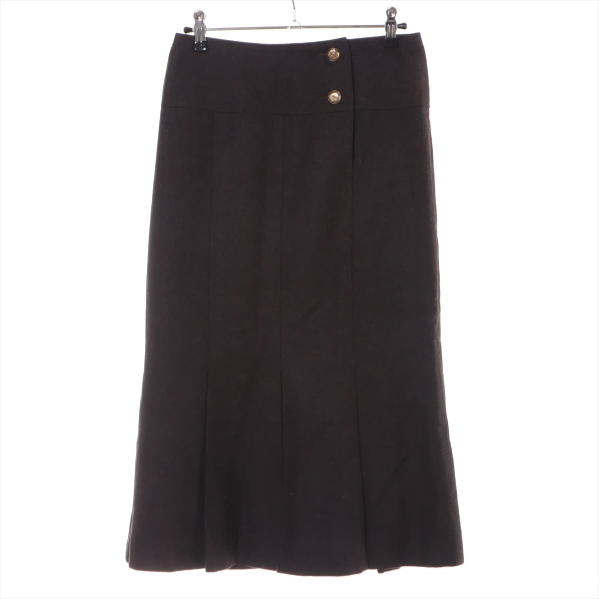 Chanel Coco Button Wool & cashmere Skirt 40 Ladies' Brown