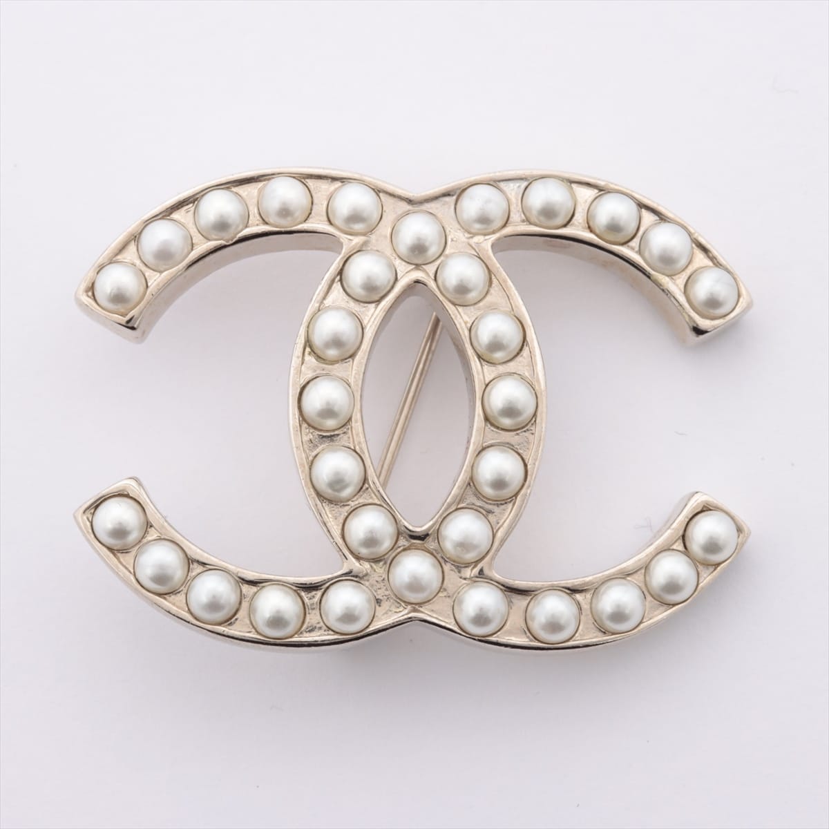 Chanel Coco Mark 08V Brooch GP x Imitation pearl Silver