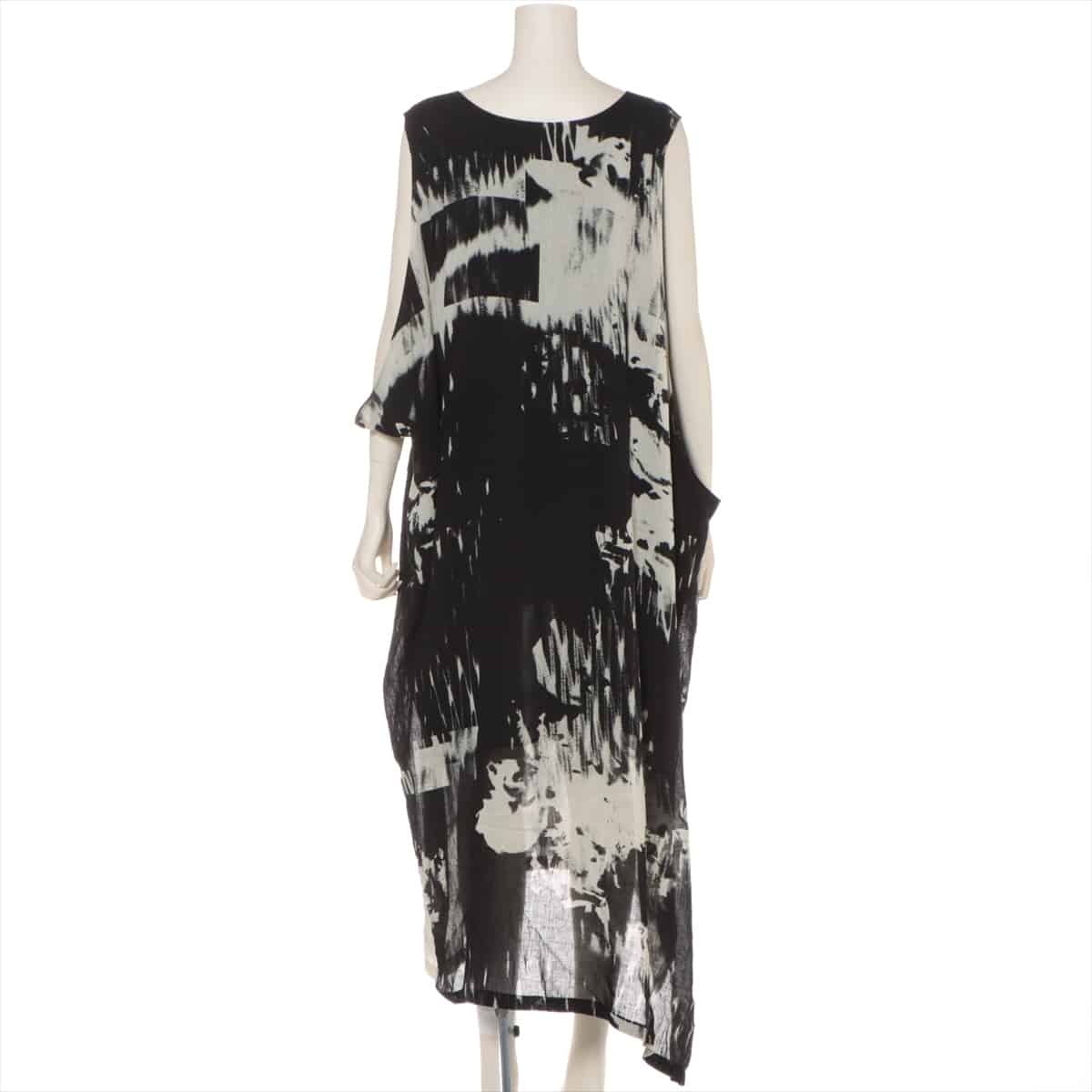 Y's 20SS Linen * Rayon Sleeveless dress 1 Ladies' Black × White