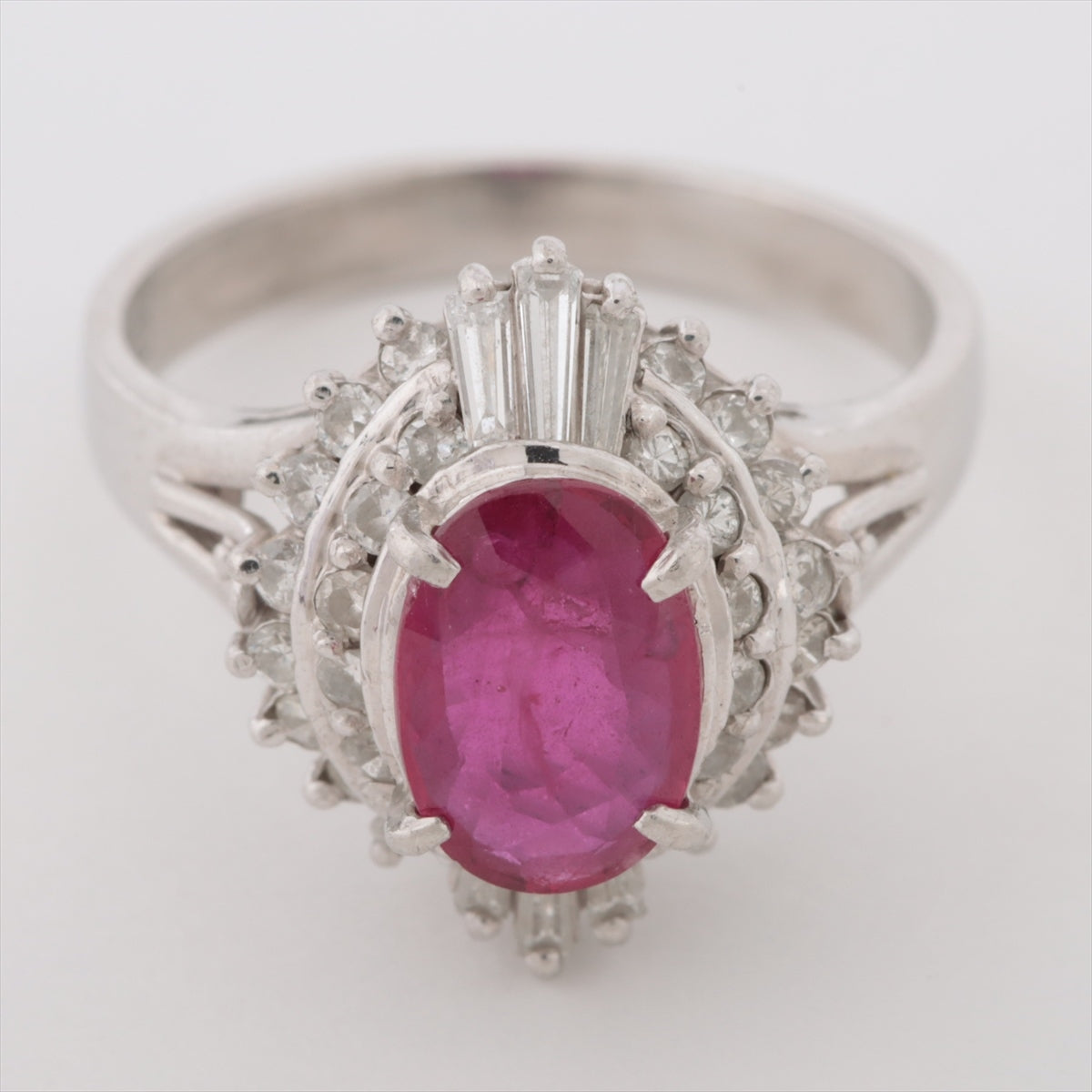 Ruby Diamond Ring Pt900 6.4g 130 054