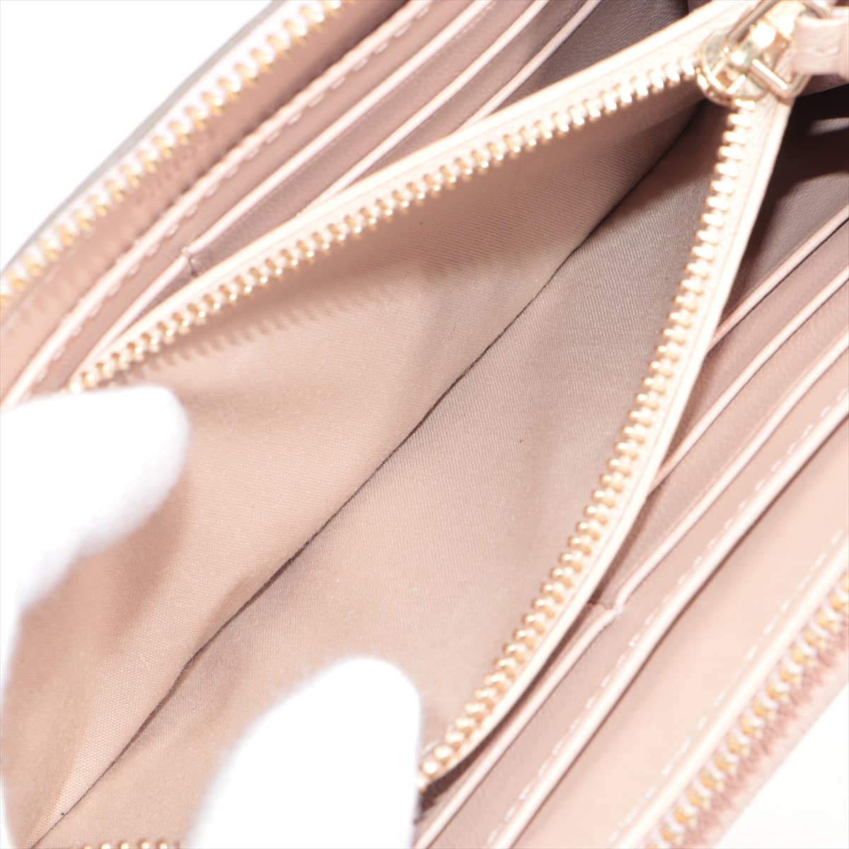 Chloe Drew Leather Round-Zip-Wallet Pink beige