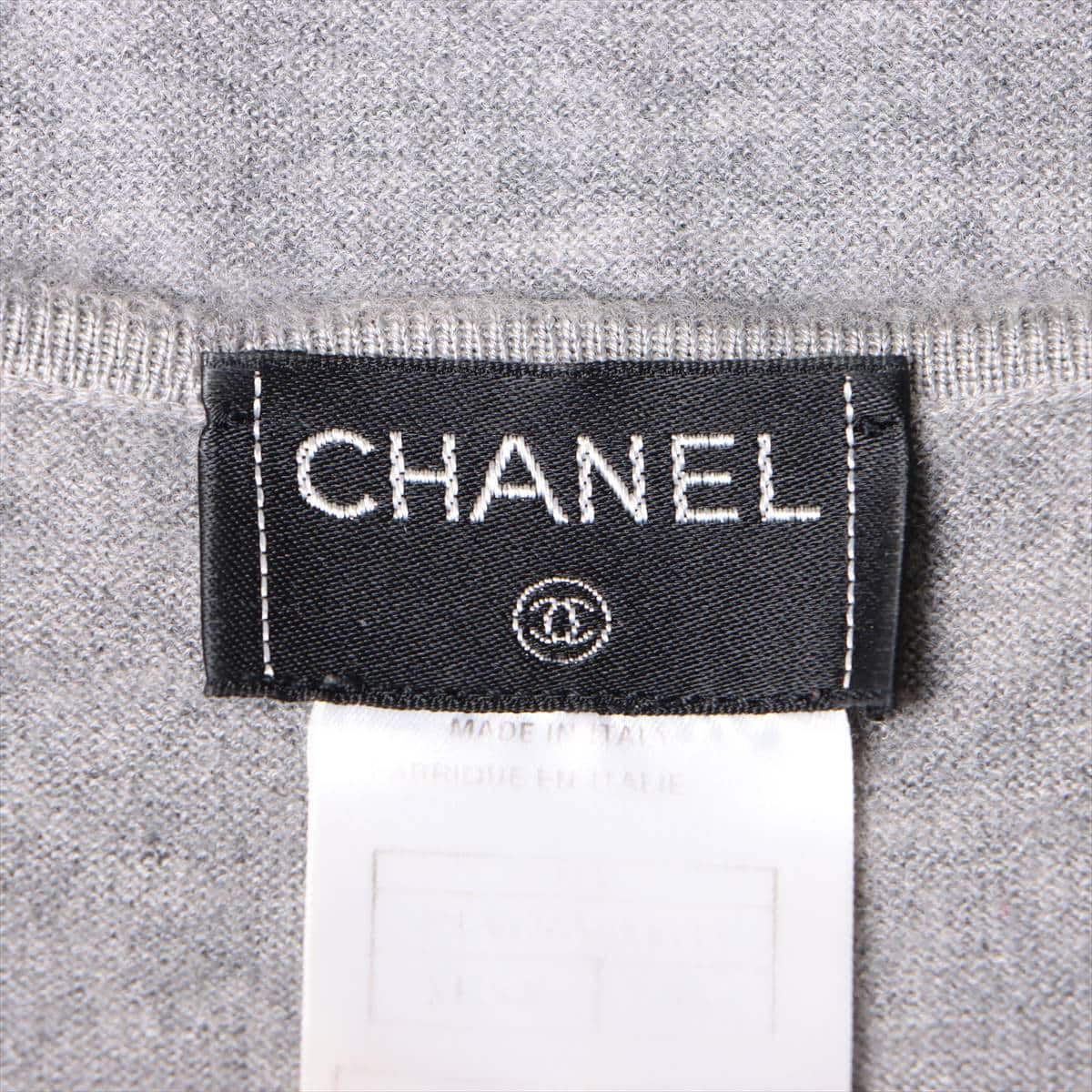Chanel 00A Cashmere & silk Short Sleeve Knitwear 36 Ladies' Grey  Logo