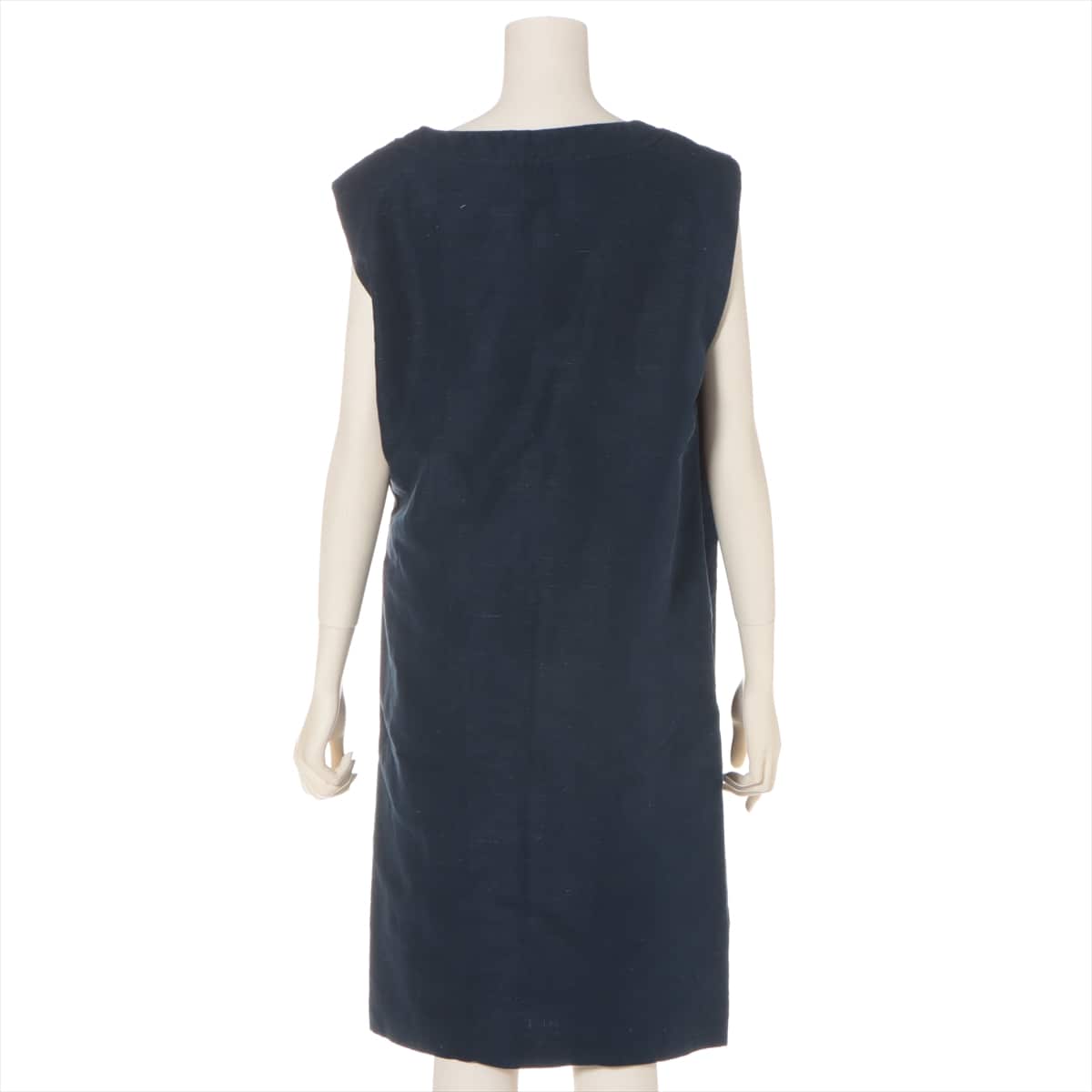 Hermès Cotton & linen Dress 34 Ladies' Navy blue