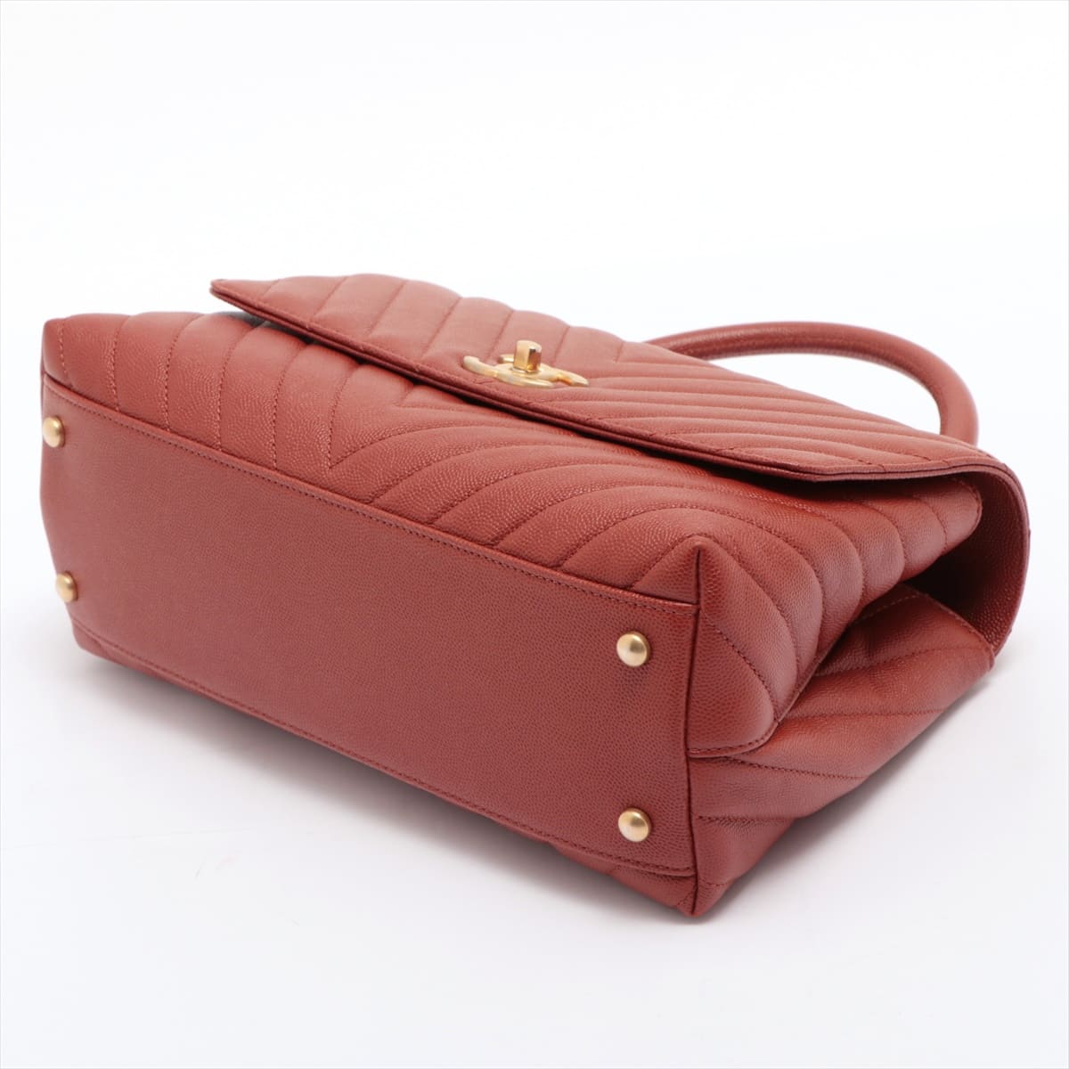 Chanel Coco Handle Caviarskin 2way handbag V Stitch Brown Gold Metal fittings 26XXXXXX