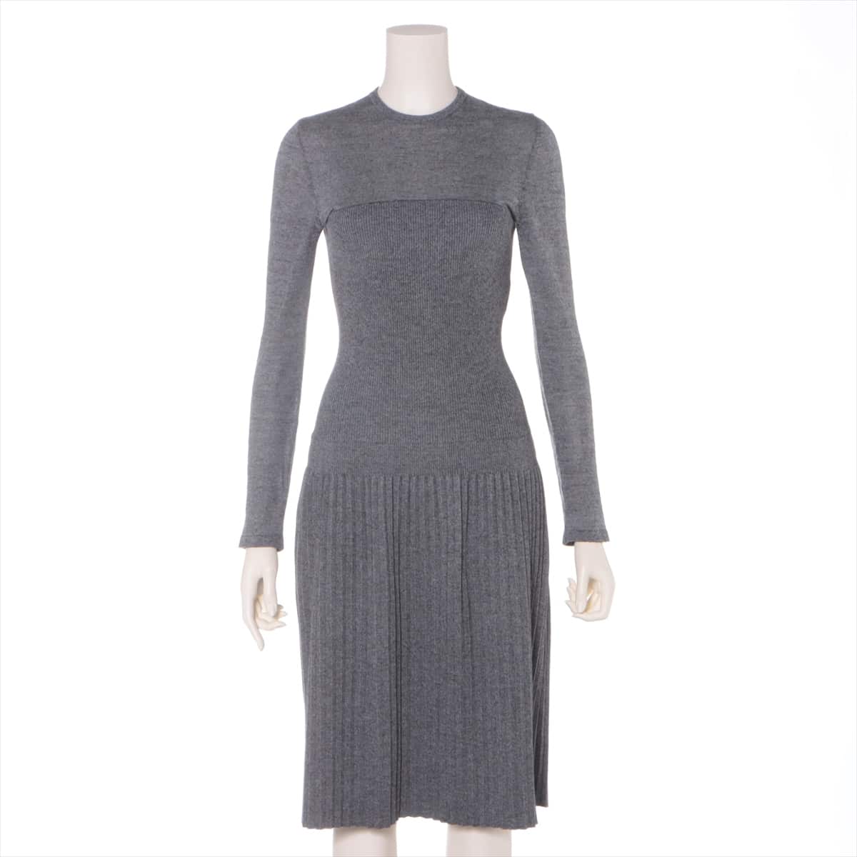 Chanel P54 Cotton x Cashmere Knit dress 36 Ladies' Grey  P54860