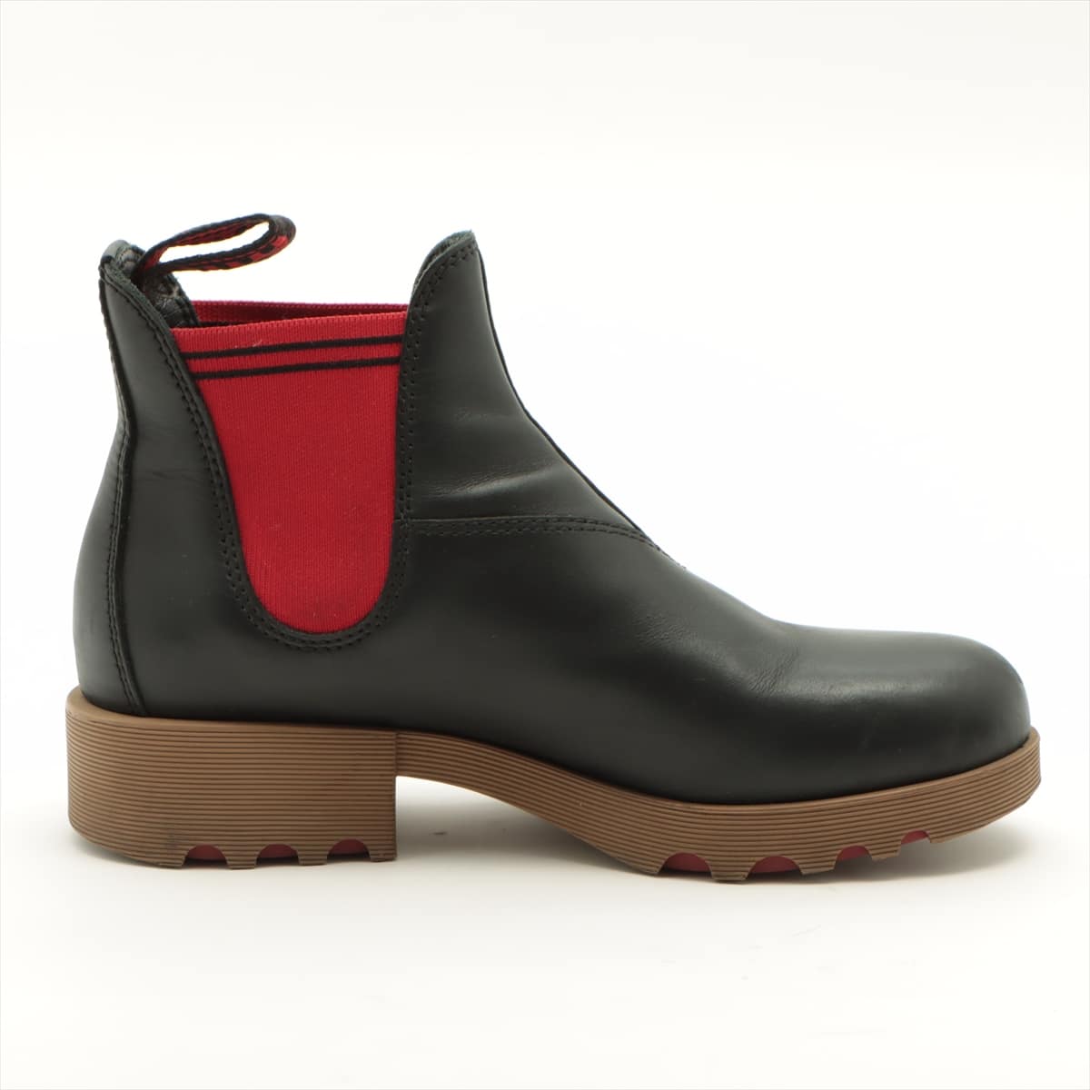 Miu Miu Leather Side Gore Boots 371/2 Ladies' Red x Black